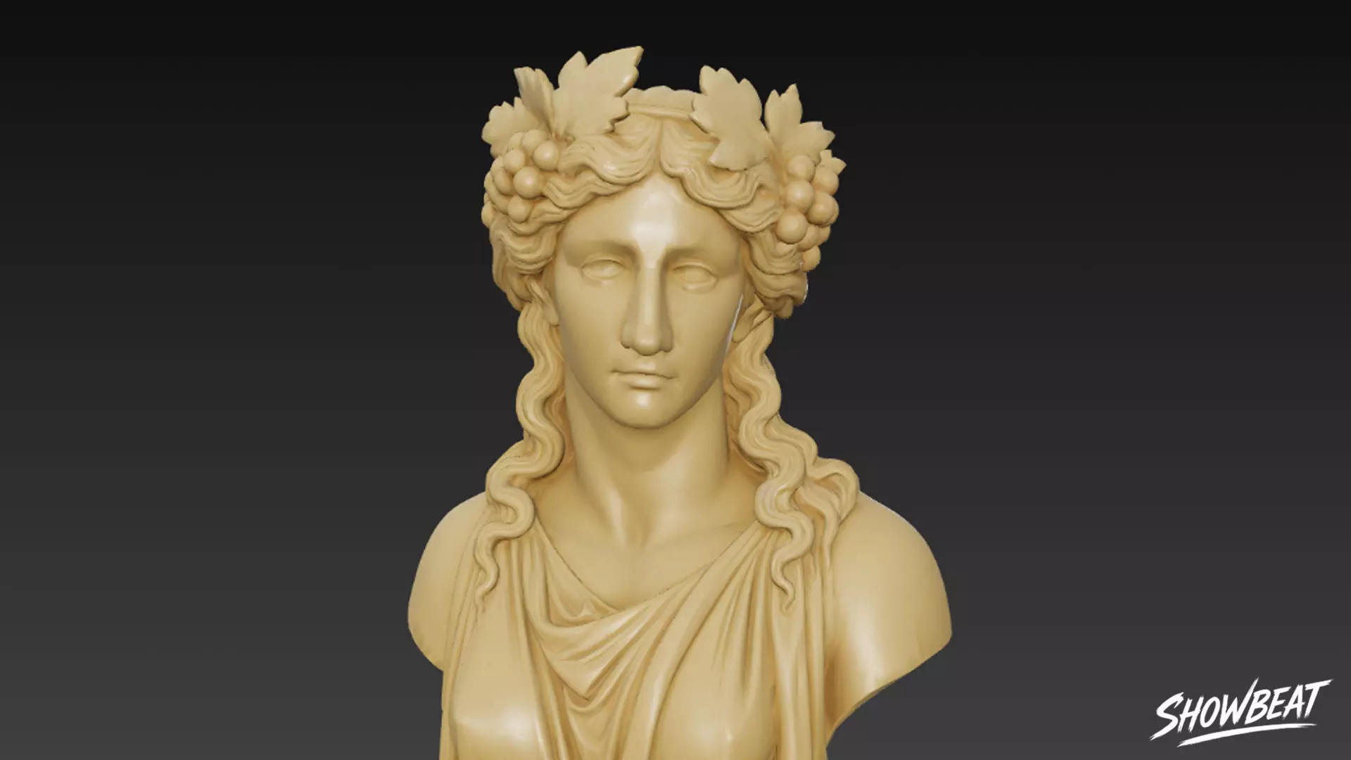 Greek God Dionysus Bust Low-poly 3D model_5
