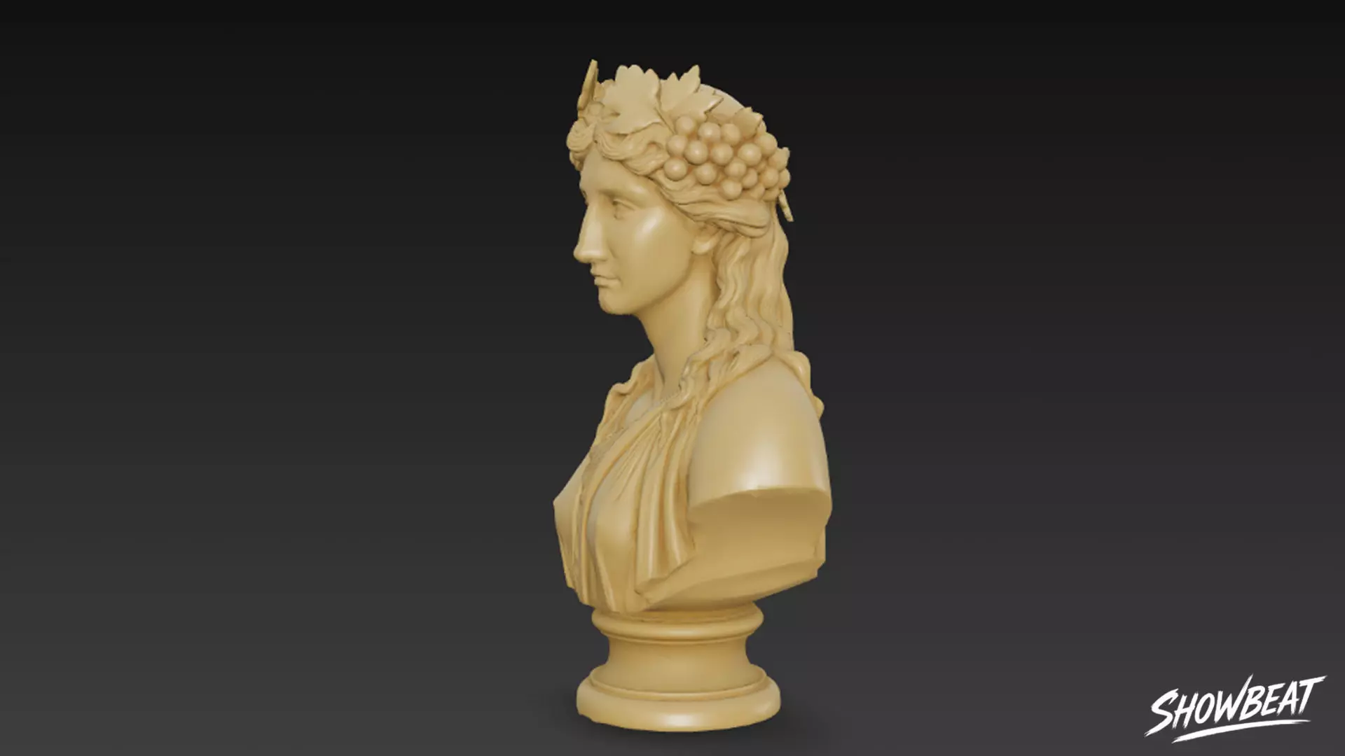Greek God Dionysus Bust Low-poly 3D model_1