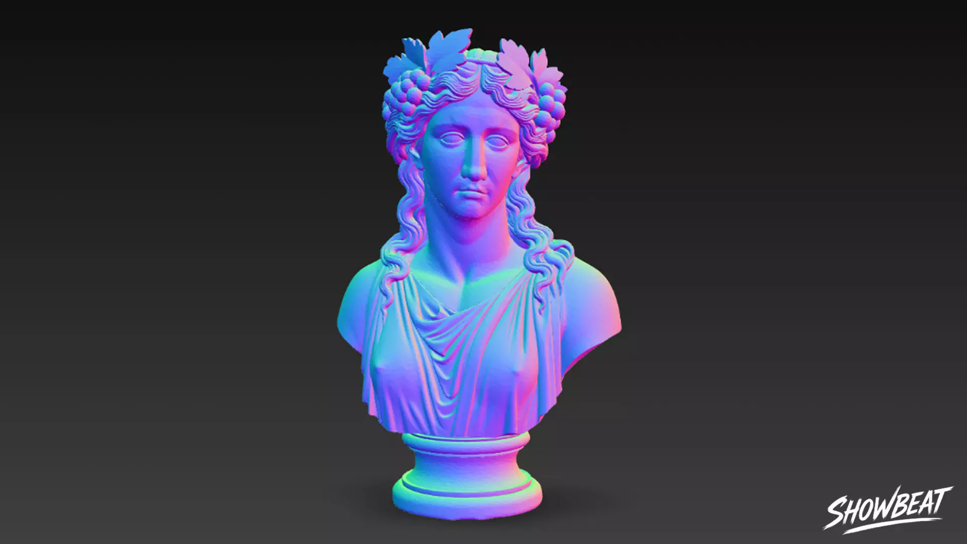 Greek God Dionysus Bust Low-poly 3D model_7