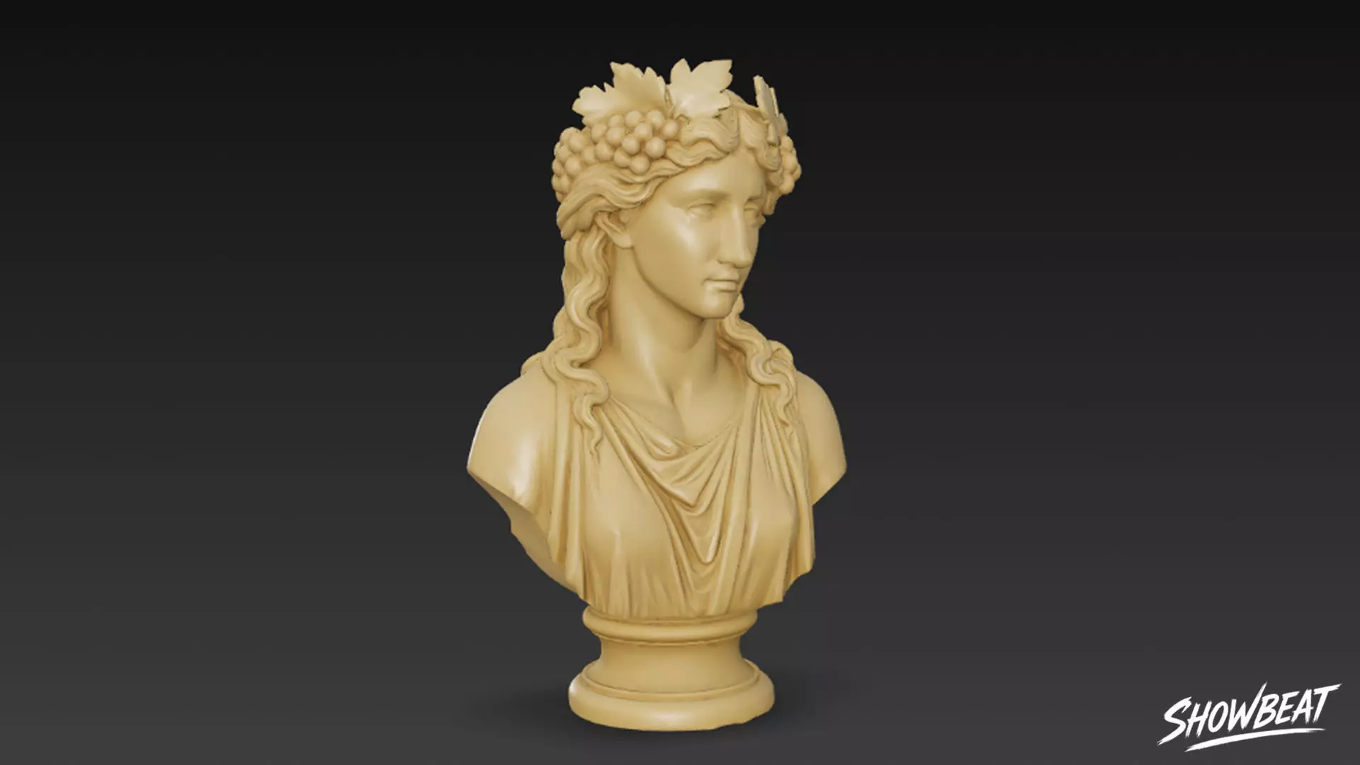 Greek God Dionysus Bust Low-poly 3D model_4