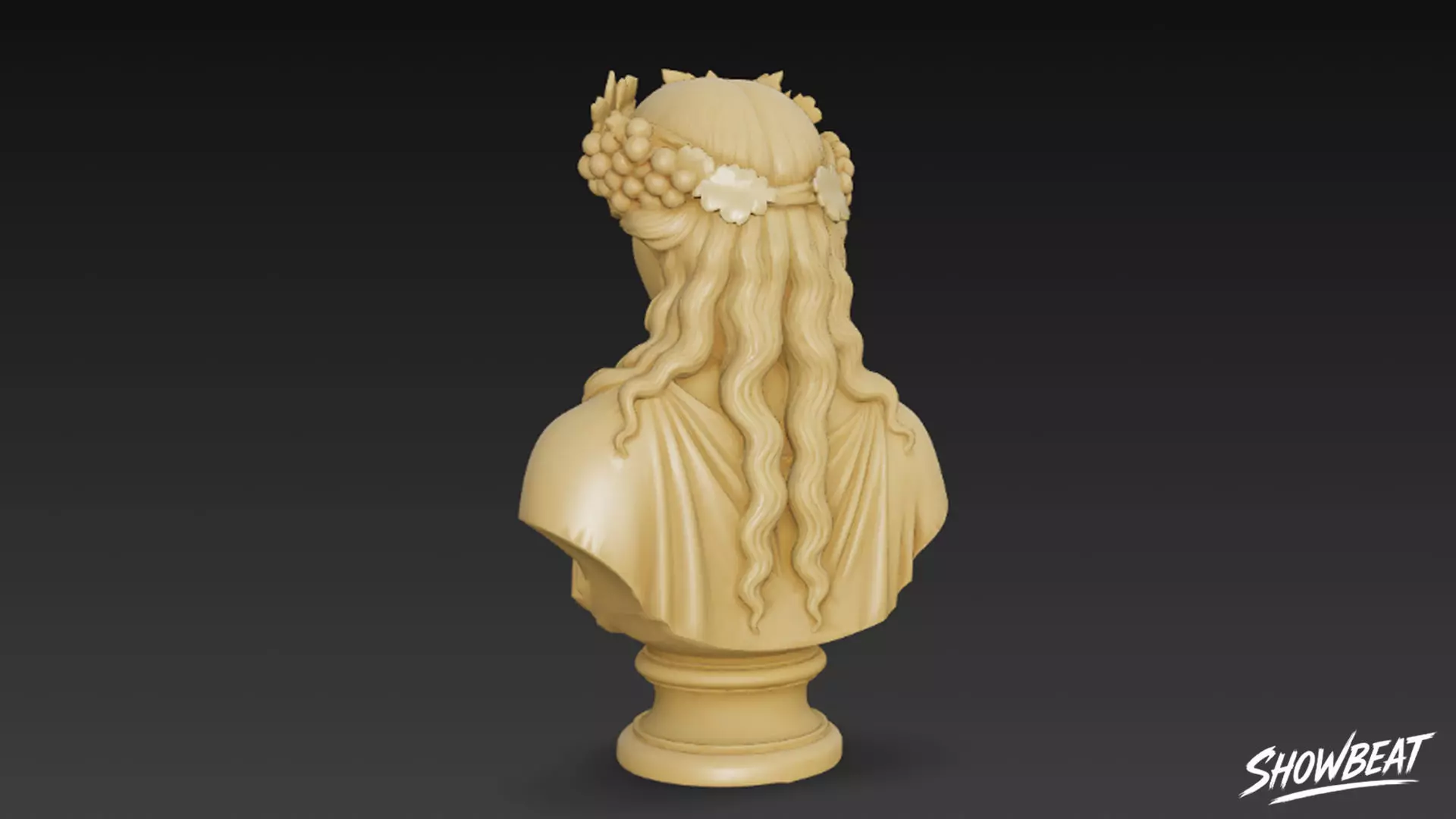 Greek God Dionysus Bust Low-poly 3D model_2