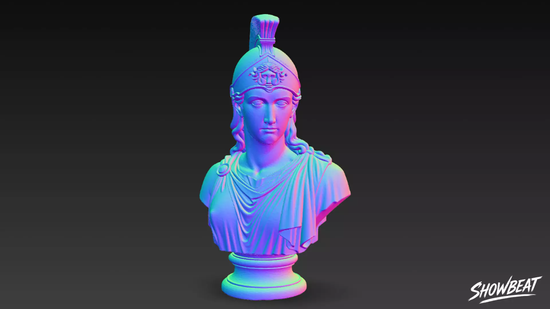 Greek Goddess Athena Bust Low-poly 3D model_7