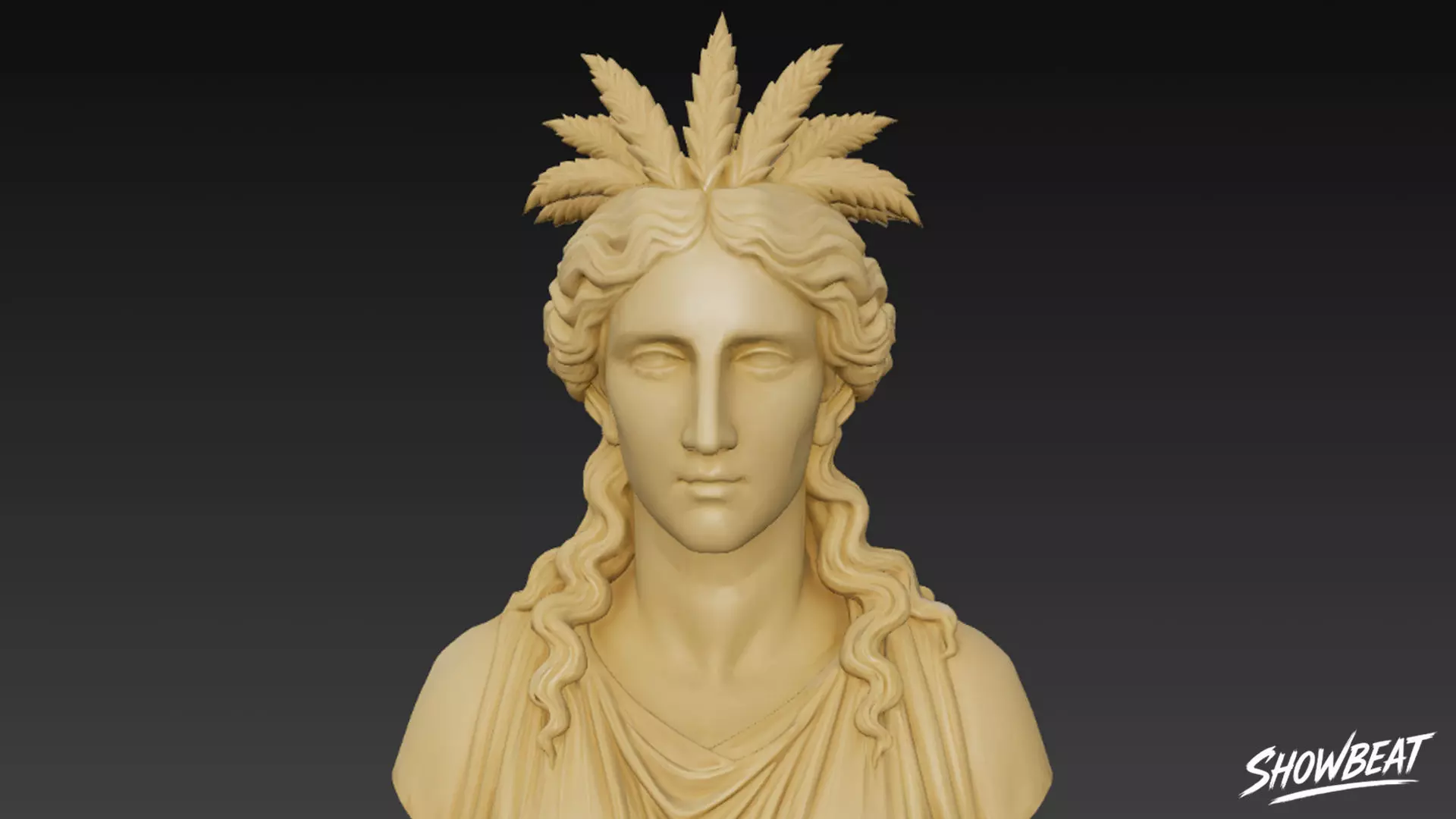 Greek God Dionysus Bust Low-poly 3D model_5
