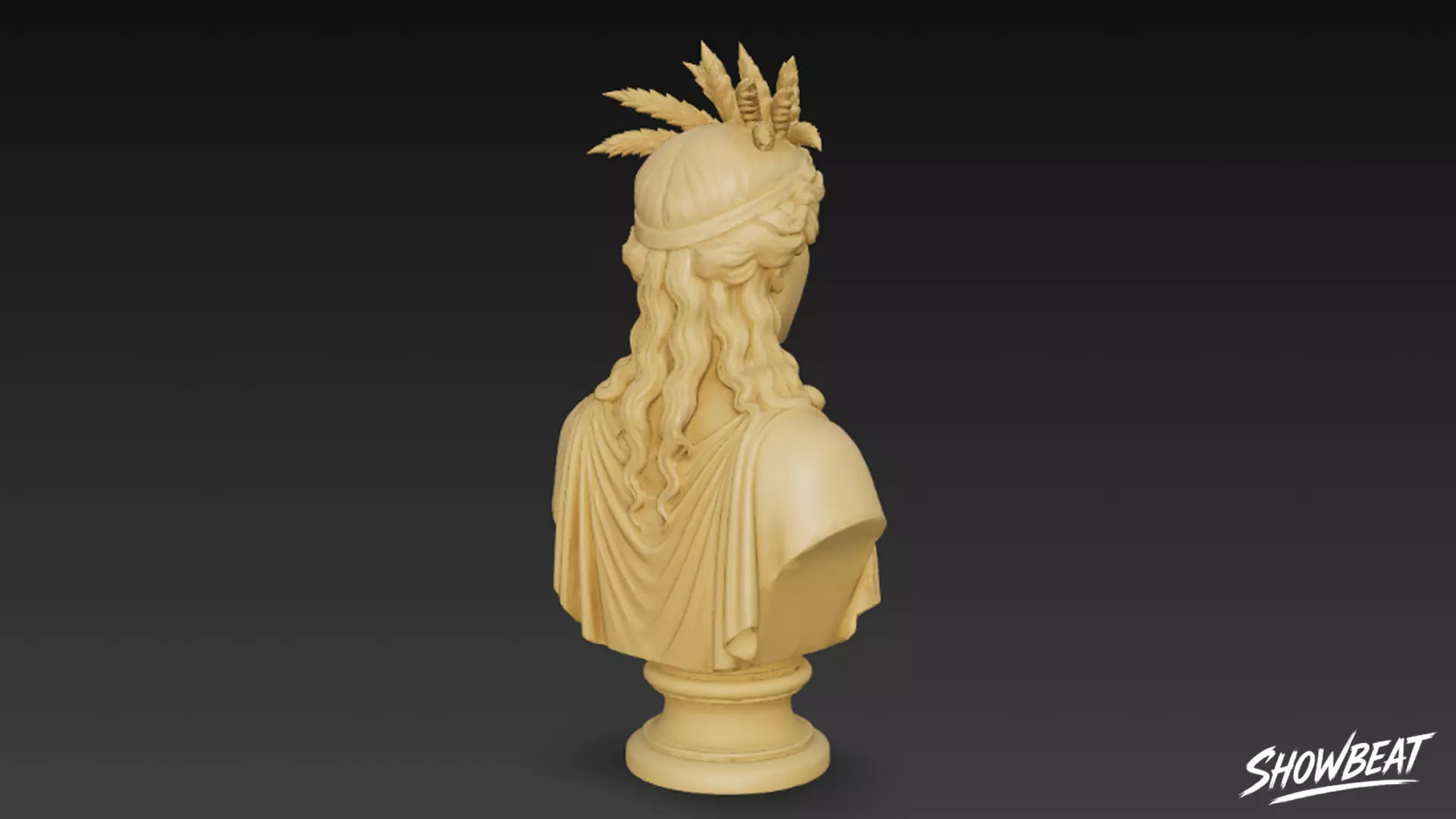 Greek God Dionysus Bust Low-poly 3D model_3