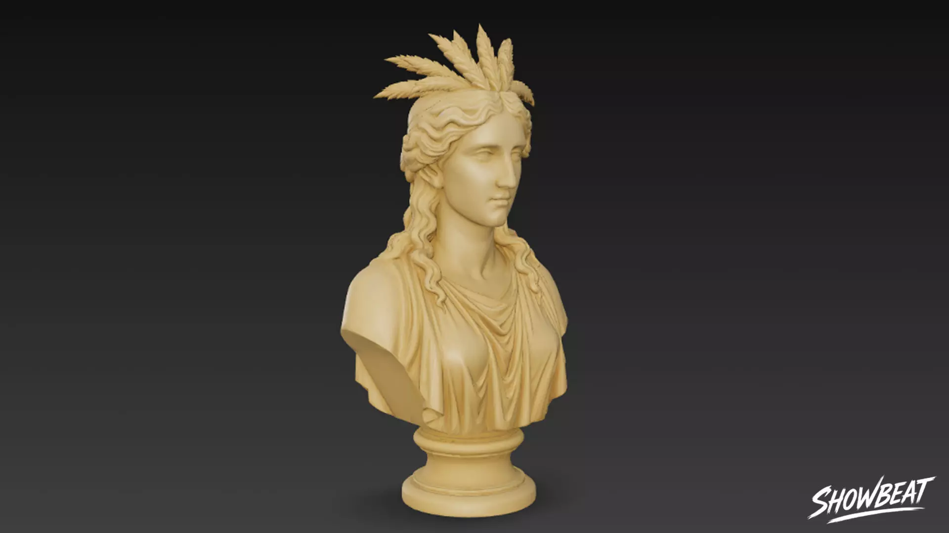 Greek God Dionysus Bust Low-poly 3D model_4