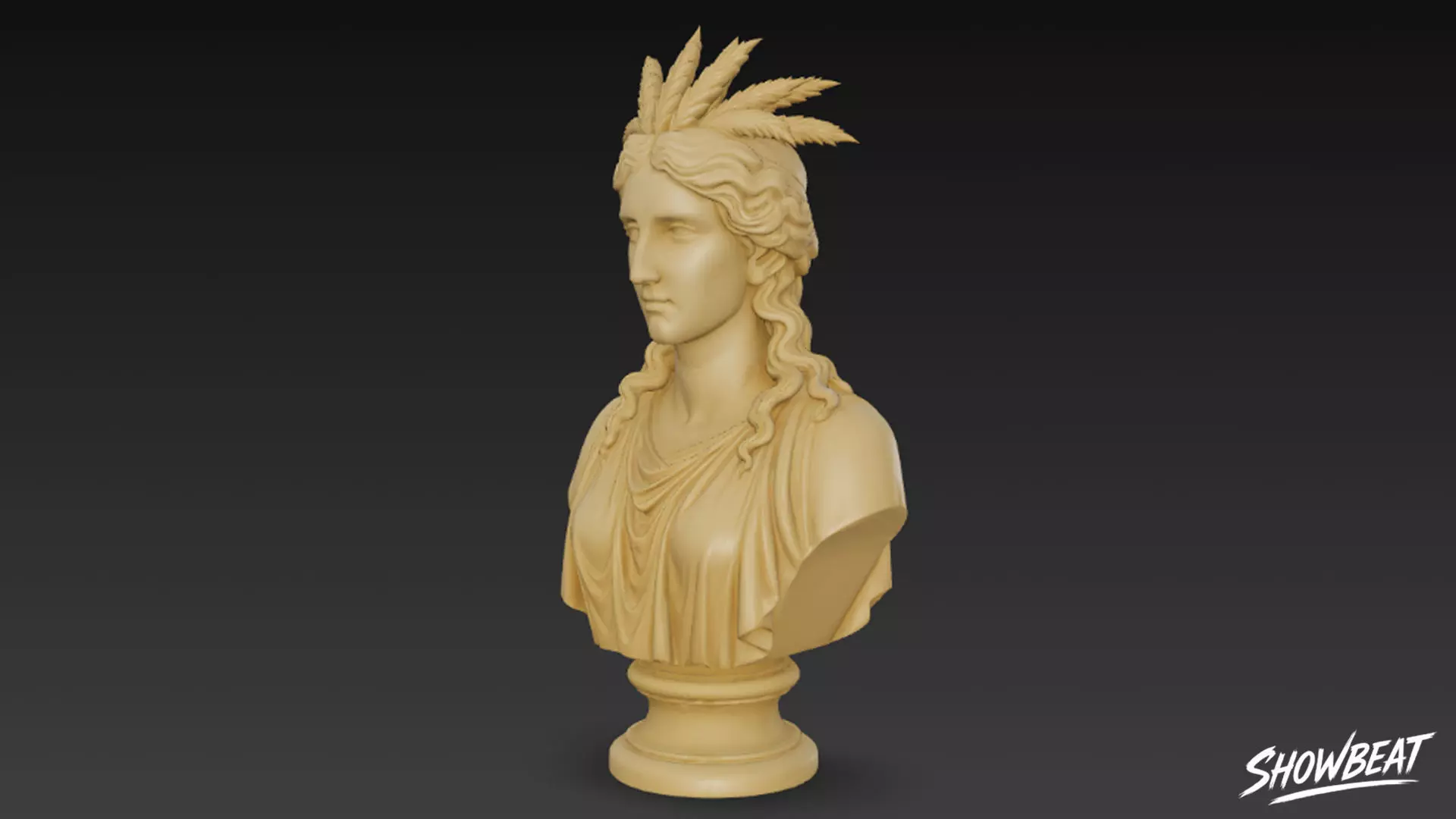Greek God Dionysus Bust Low-poly 3D model_1