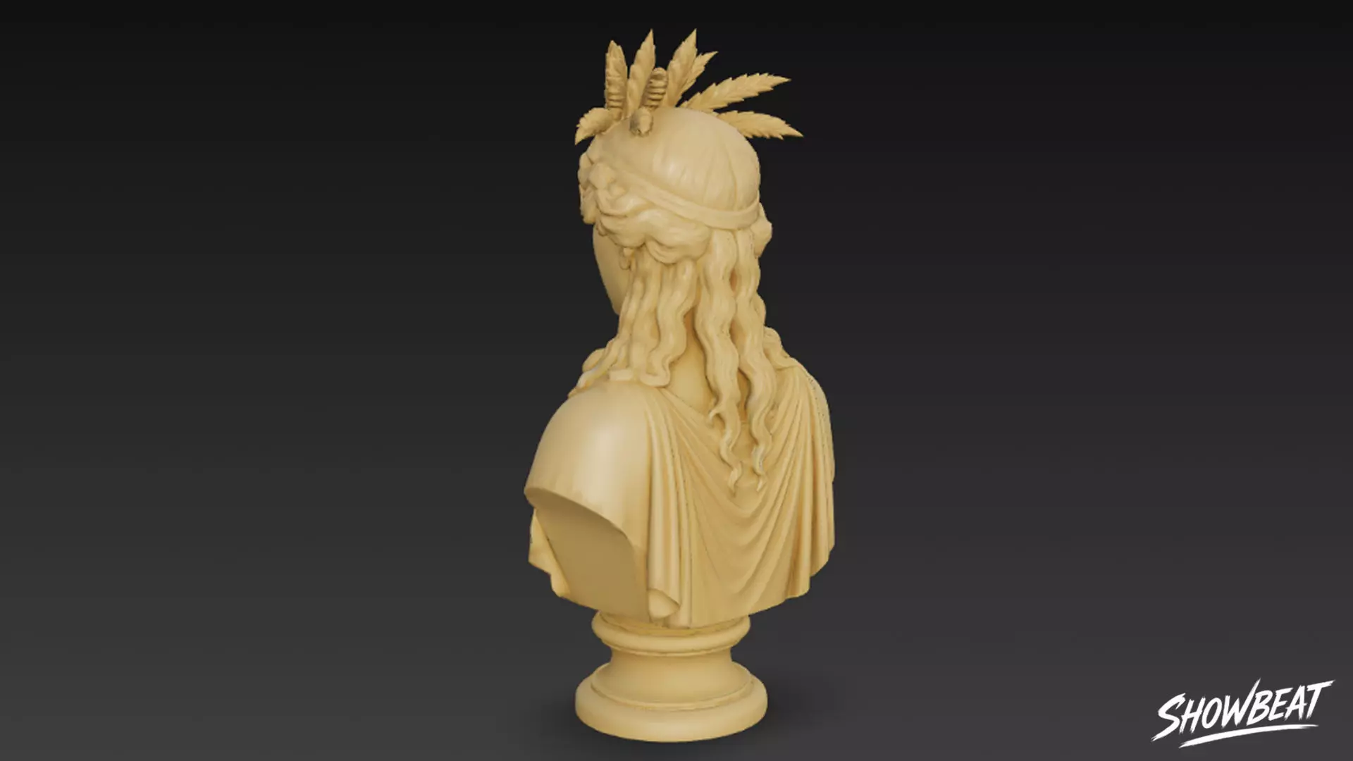 Greek God Dionysus Bust Low-poly 3D model_2