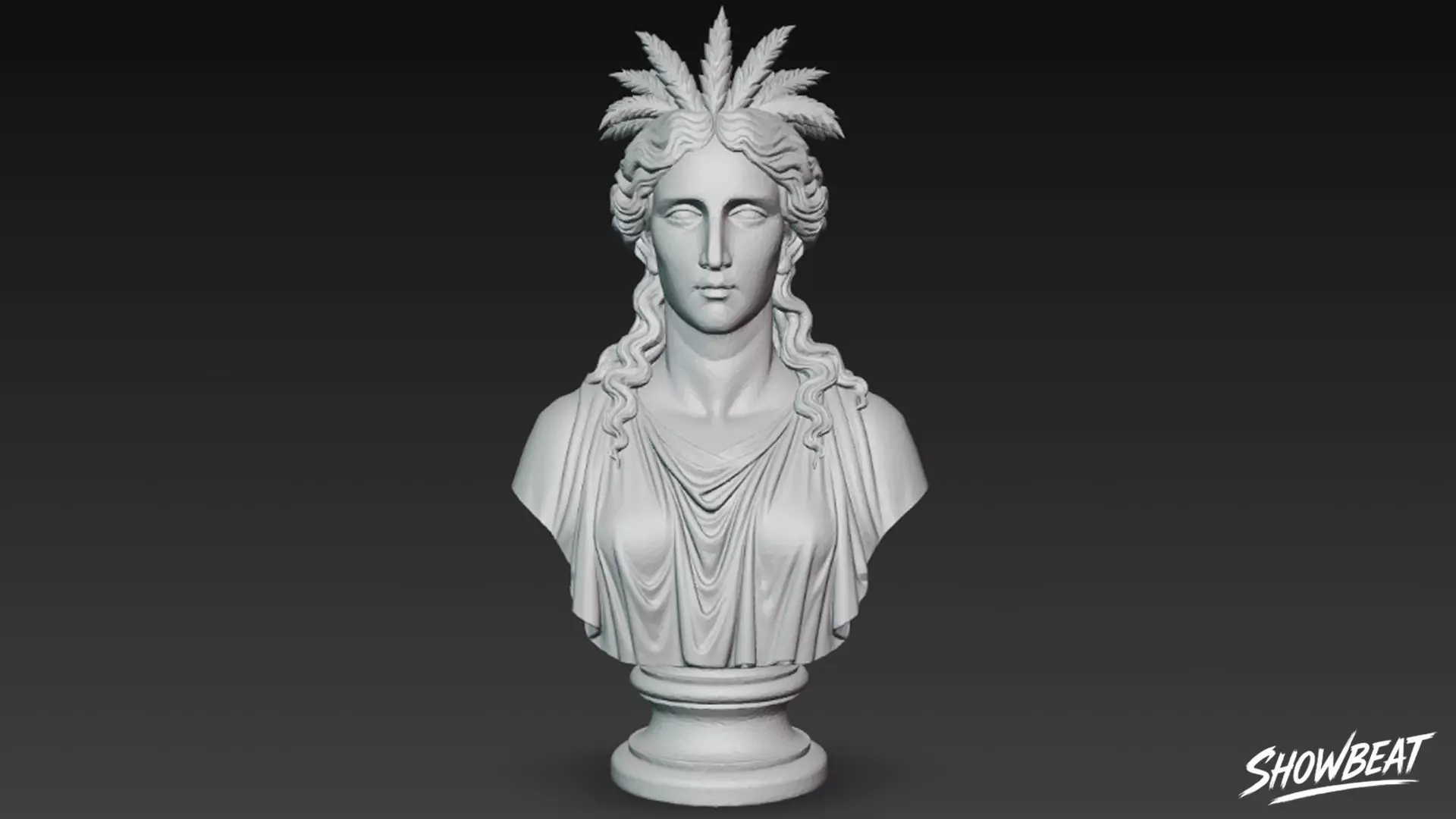Greek God Dionysus Bust Low-poly 3D model_8