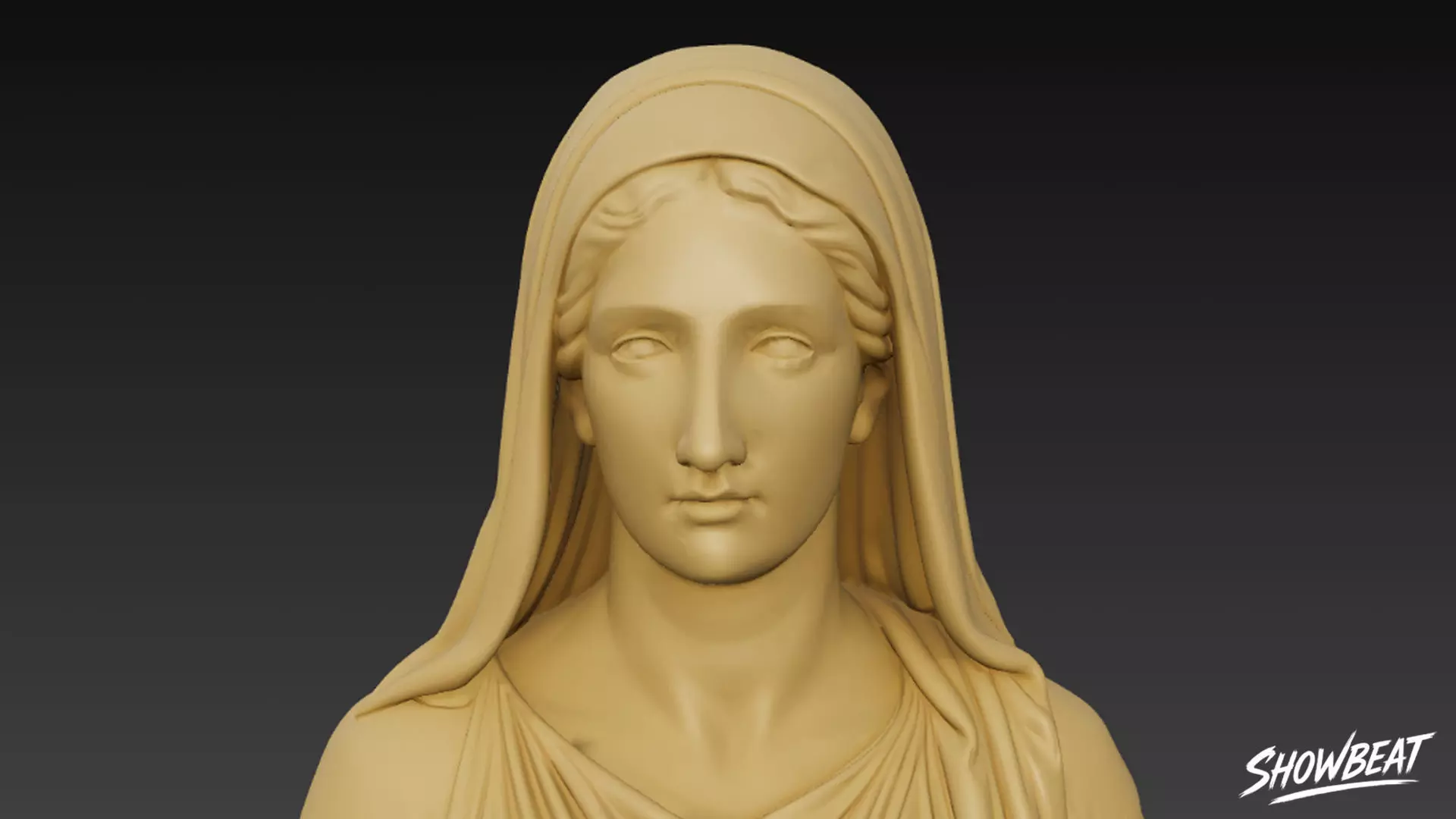 Greek Goddess Hestia Bust Low-poly 3D model_5