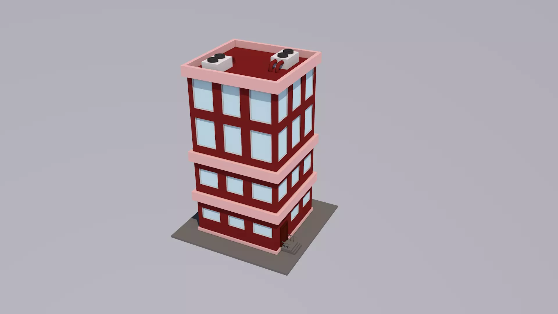 Cartoon House Low-poly 3D model_1