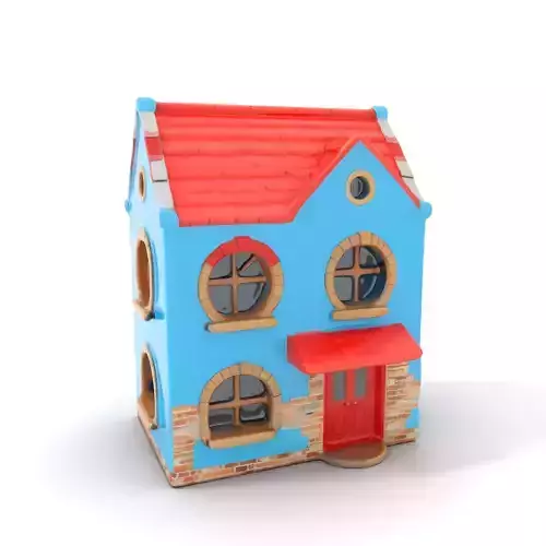 Charming Blue House model pack Low-poly 3D model