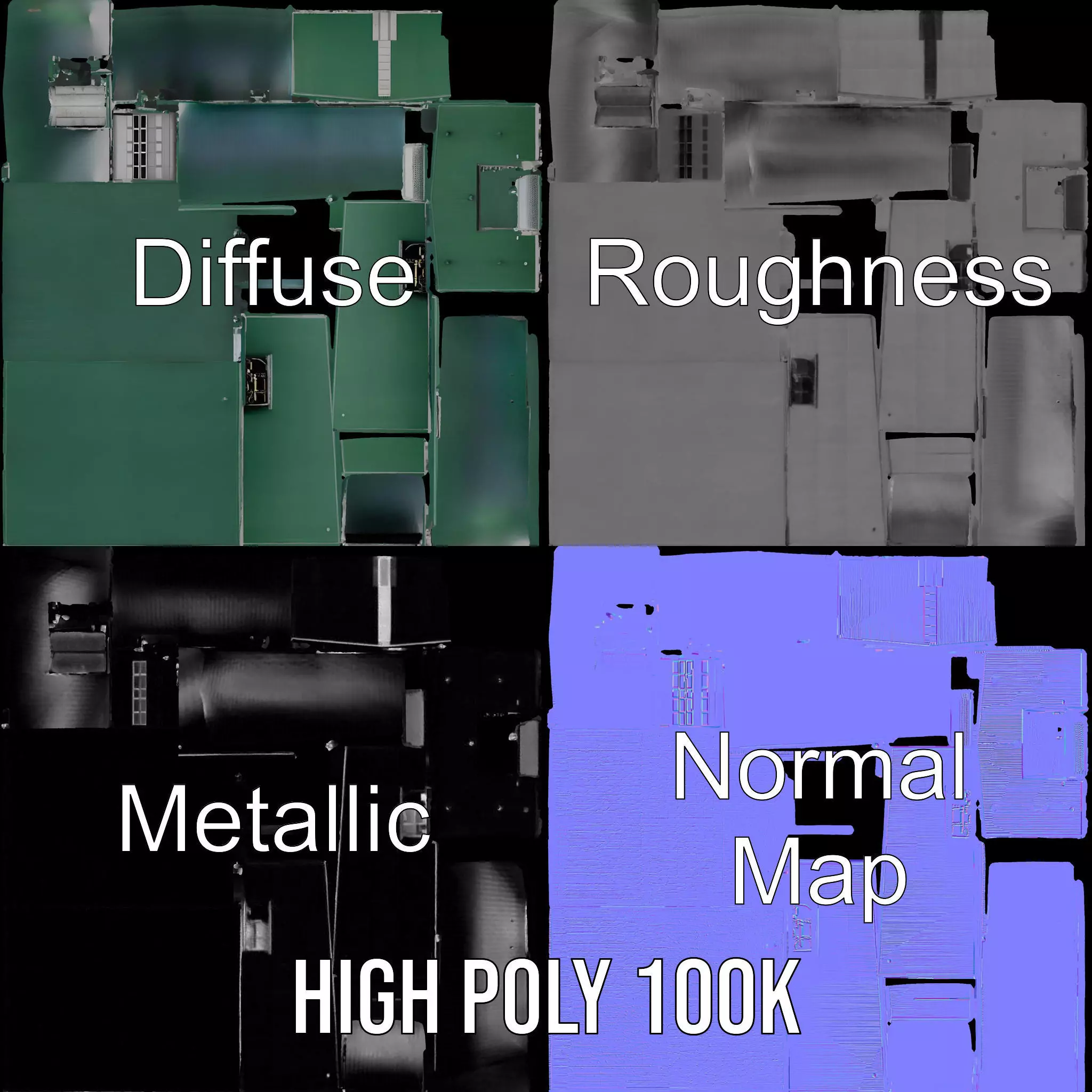 Green Industrial Warehouse model pack Low-poly 3D model_3