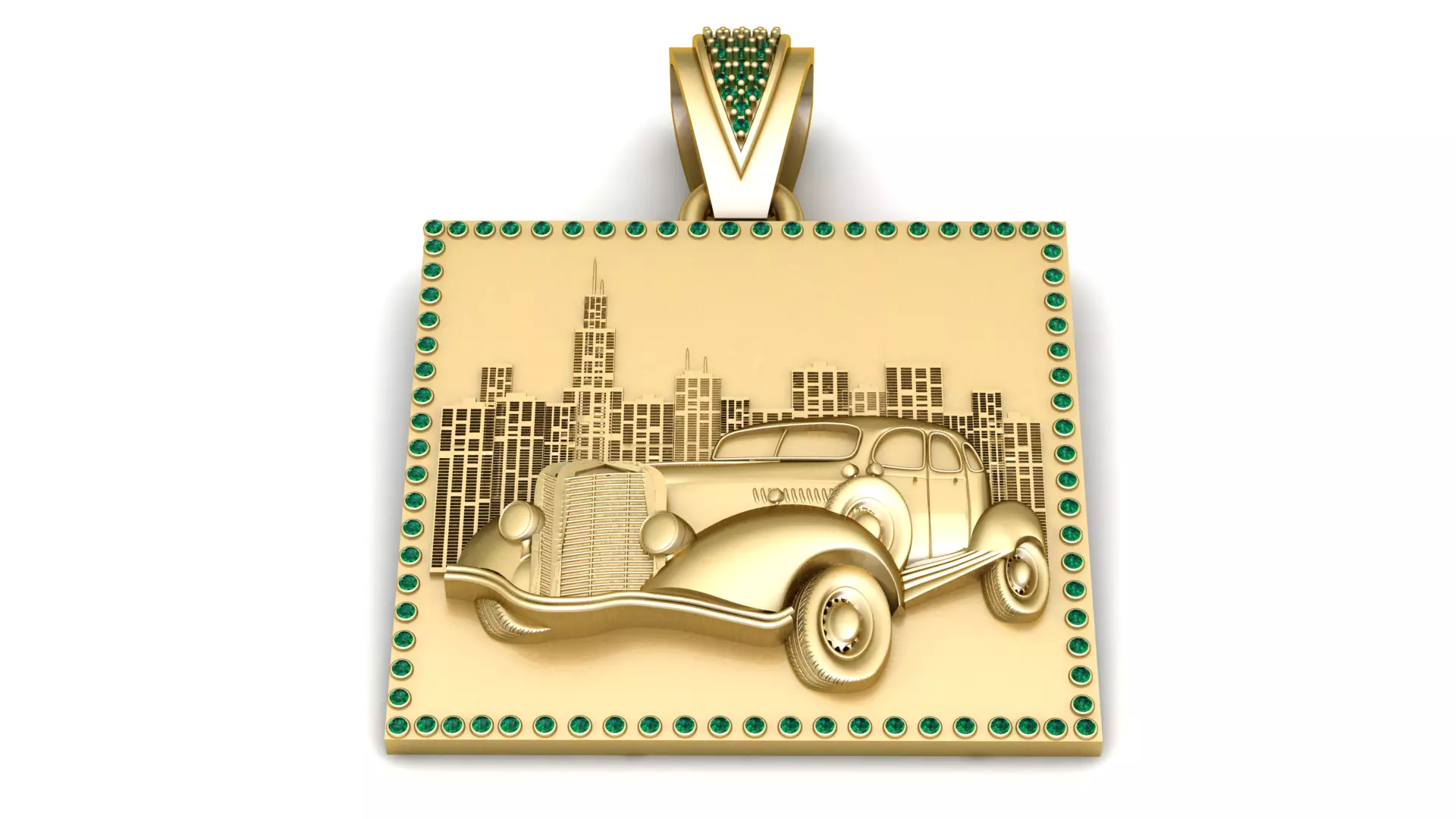 Vintage Car Cityscape Pendant 3D print model