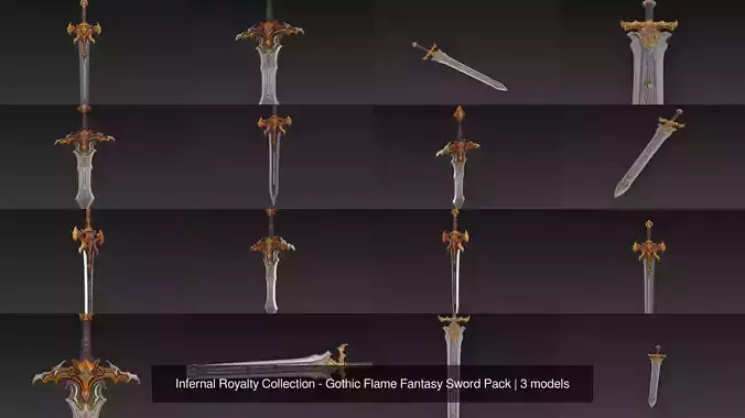 Infernal Royalty Collection - Gothic Flame Fantasy Sword Pack 
