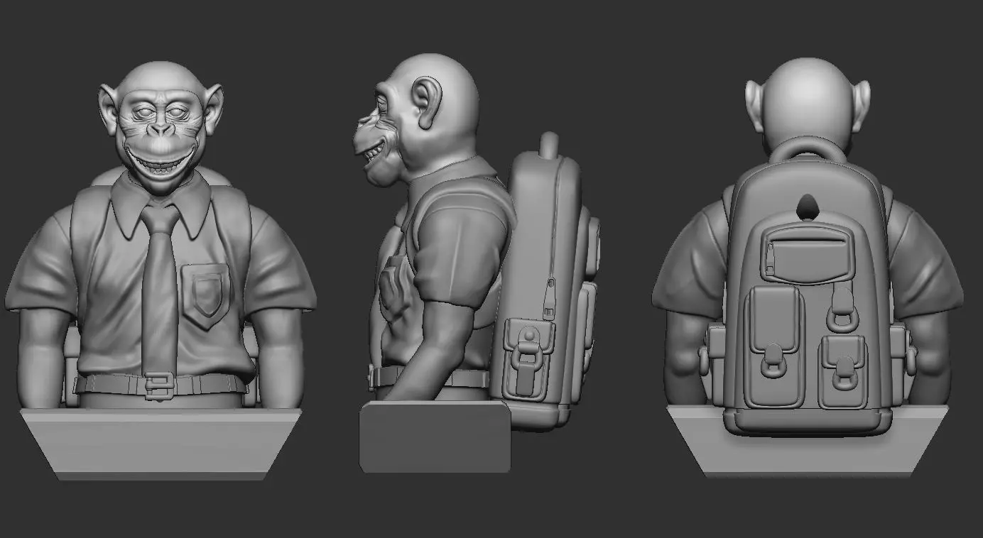 School chimpanzee 3D print model_3