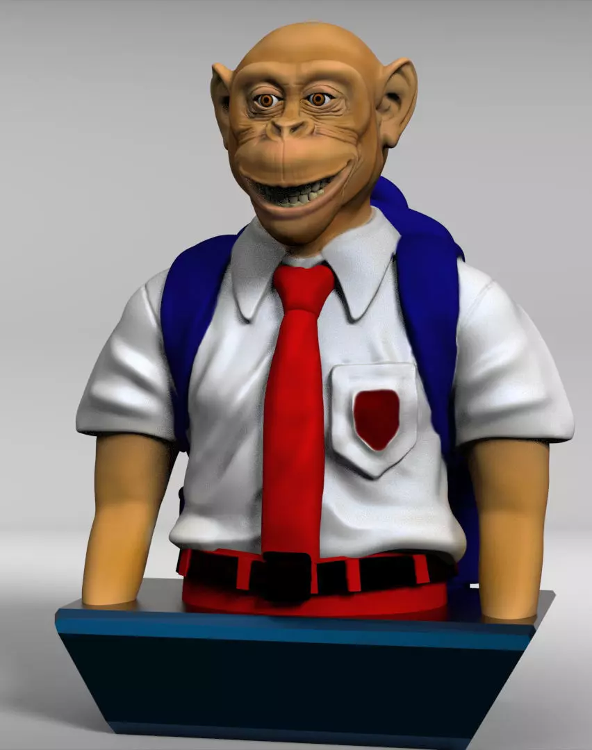 School chimpanzee 3D print model_7