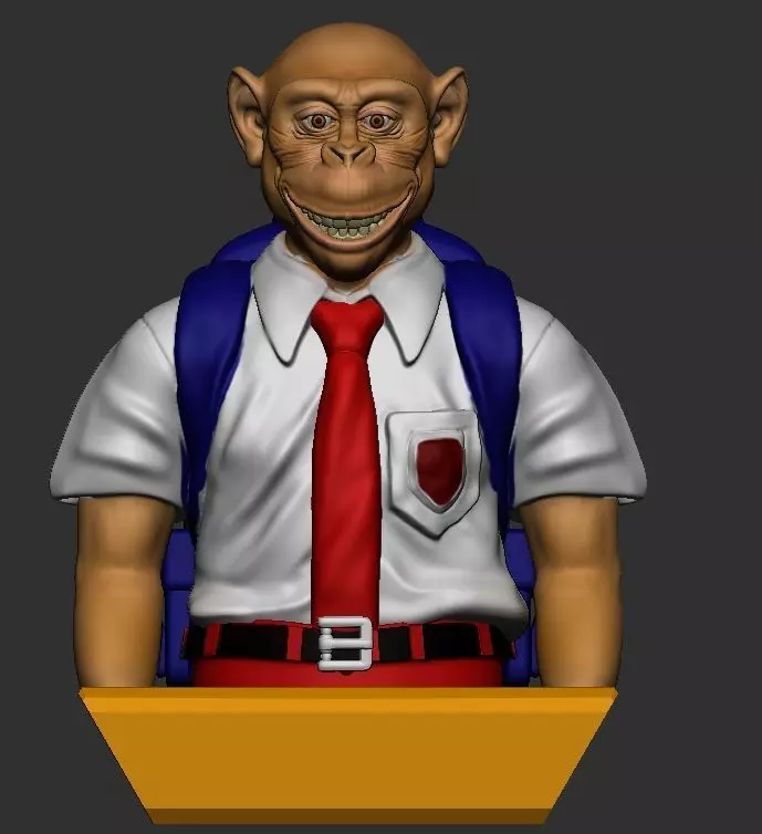 School chimpanzee 3D print model_5