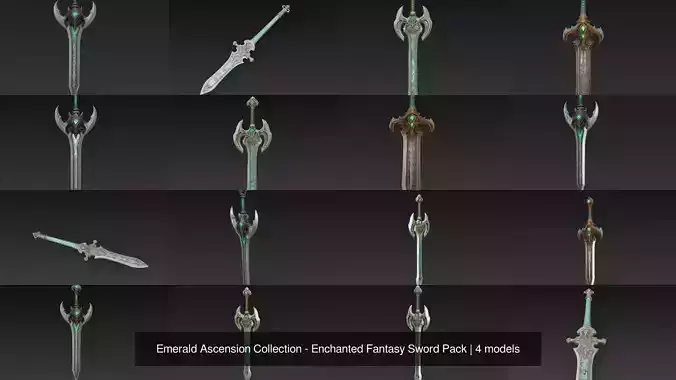 Emerald Ascension Collection - Enchanted Fantasy Sword Pack 