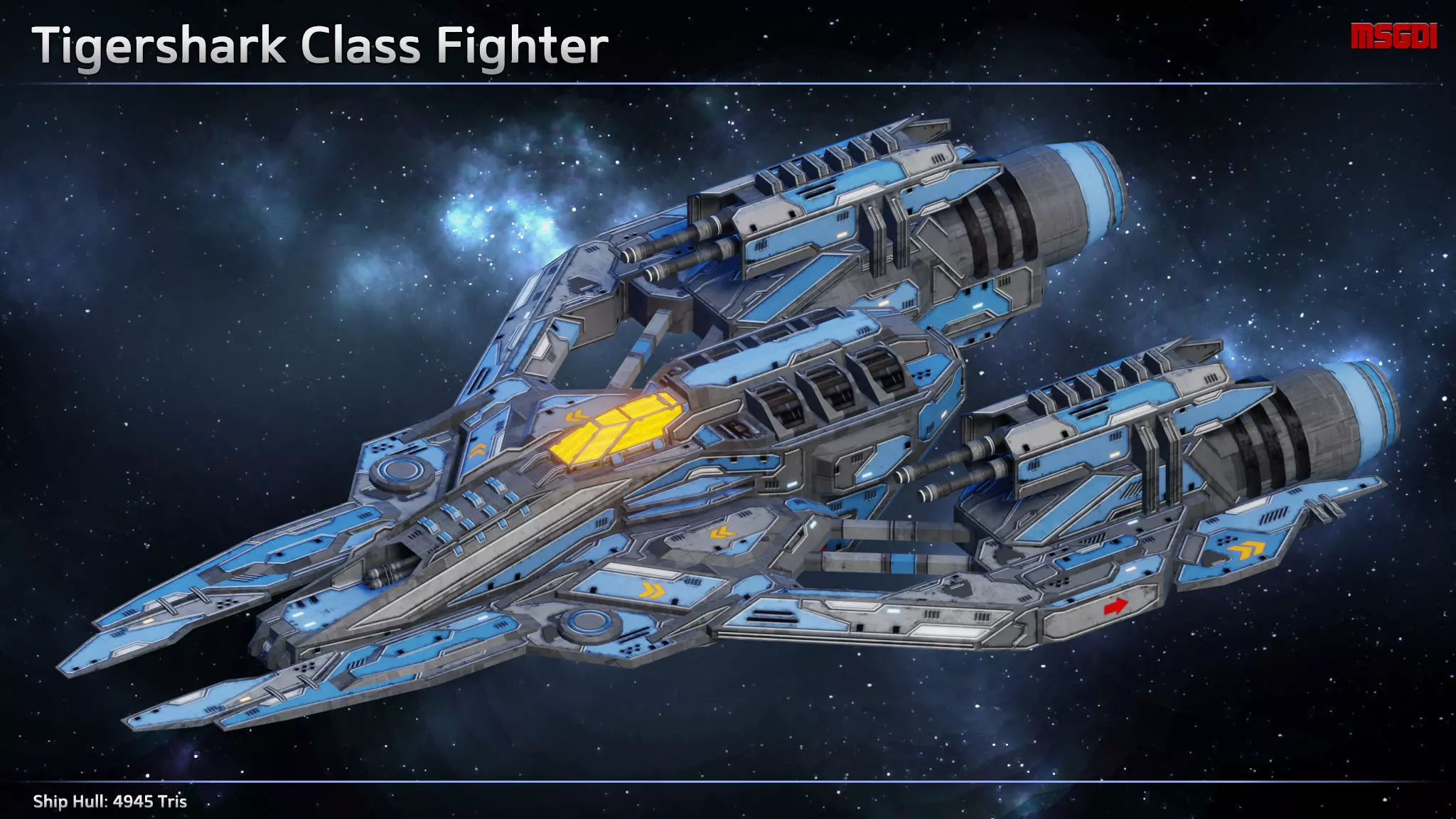 Spaceship Fighter Tigershark Low-poly 3D model