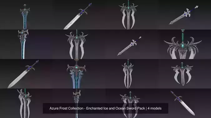 Azure Frost Collection - Enchanted Ice and Ocean Sword Pack 