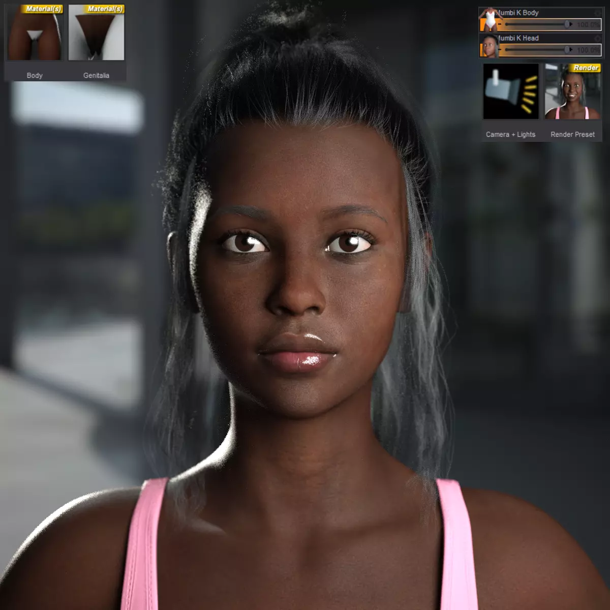 Mumbi K with Pro Textures for G8 Female 3D model_0