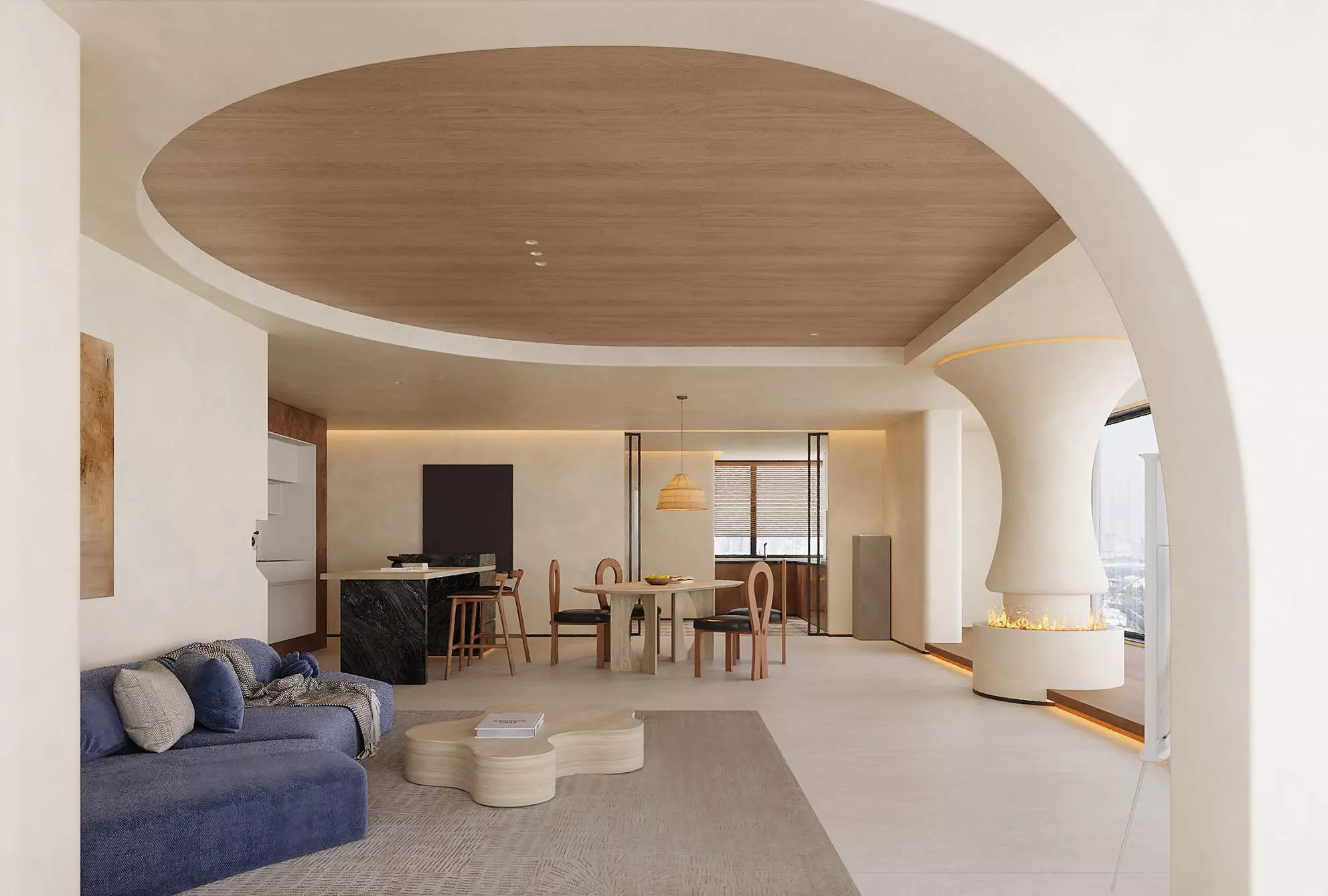 Japandi Minimalist Living and Dining Suite 3D model_0