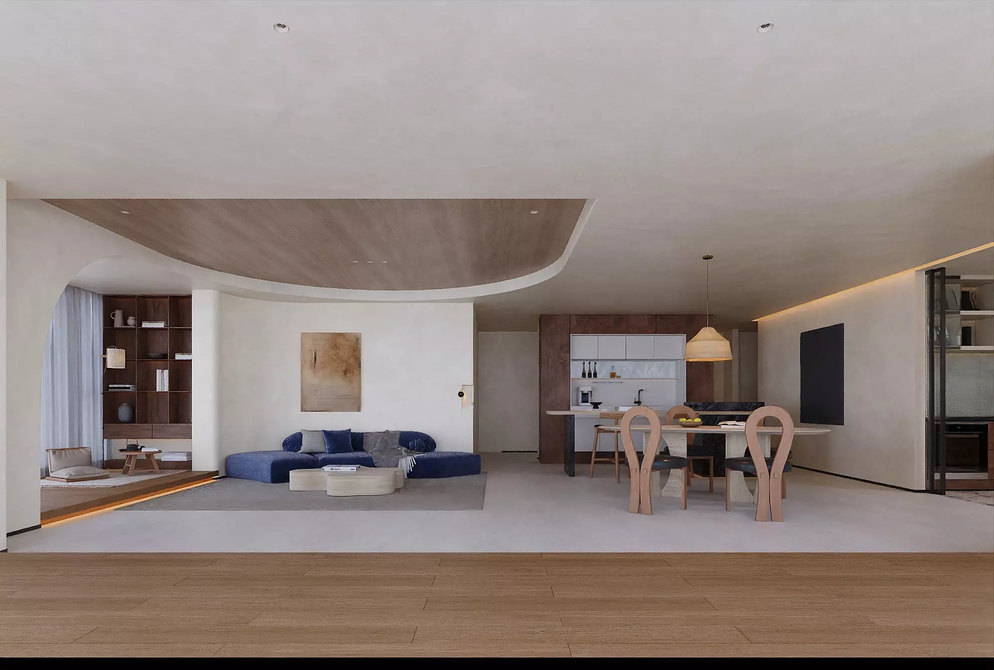 Japandi Minimalist Living and Dining Suite 3D model_3