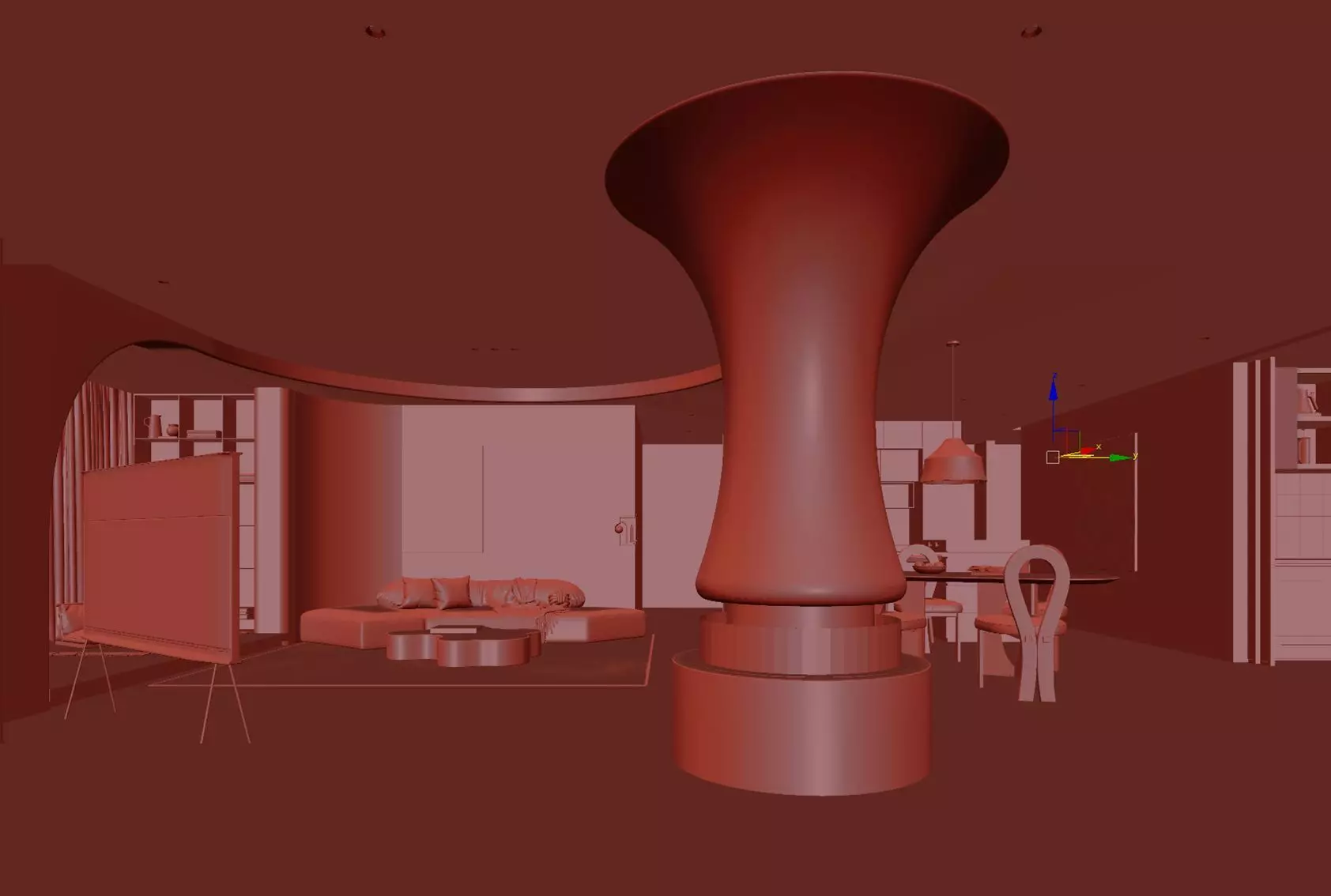 Japandi Minimalist Living and Dining Suite 3D model_11