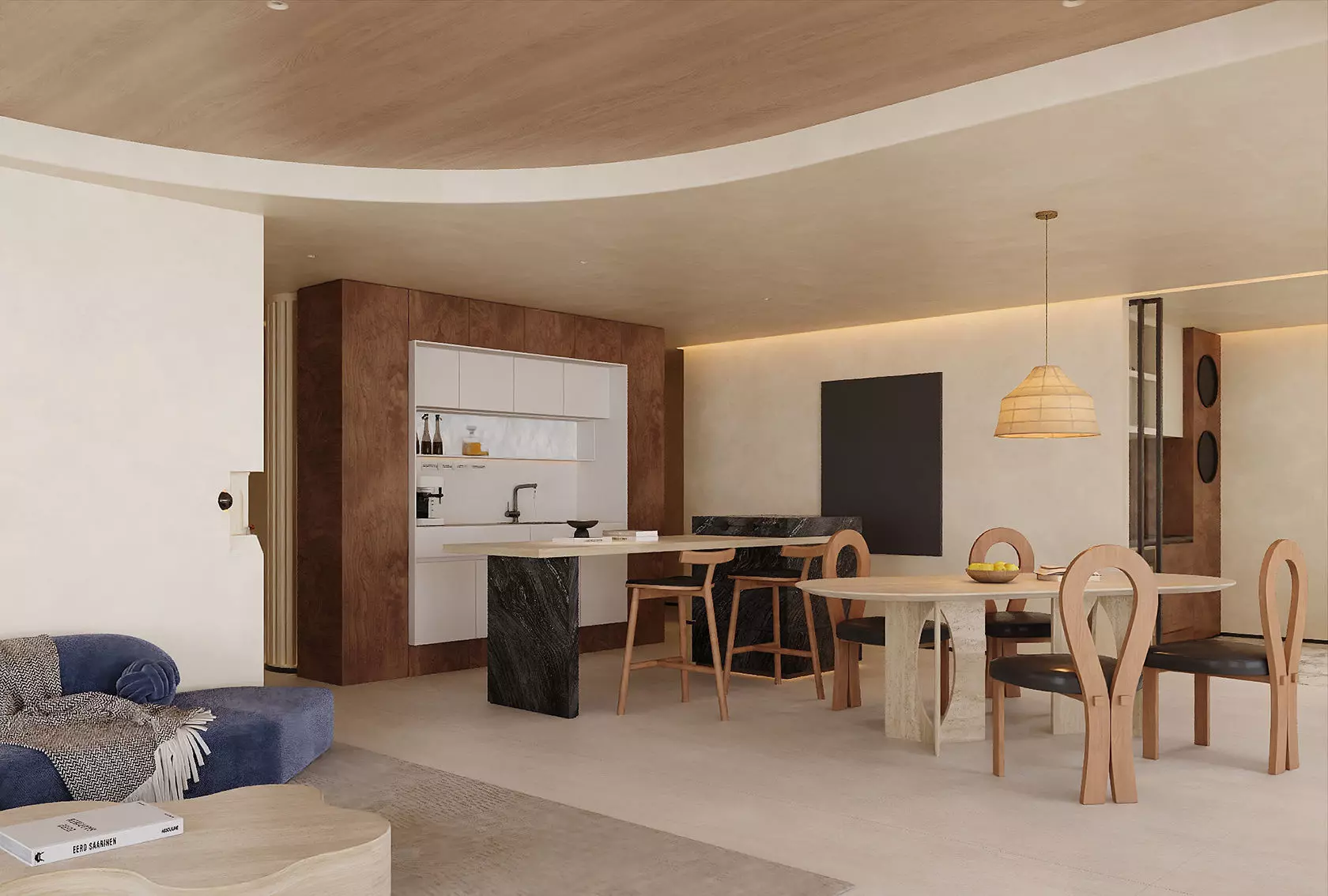 Japandi Minimalist Living and Dining Suite 3D model_7