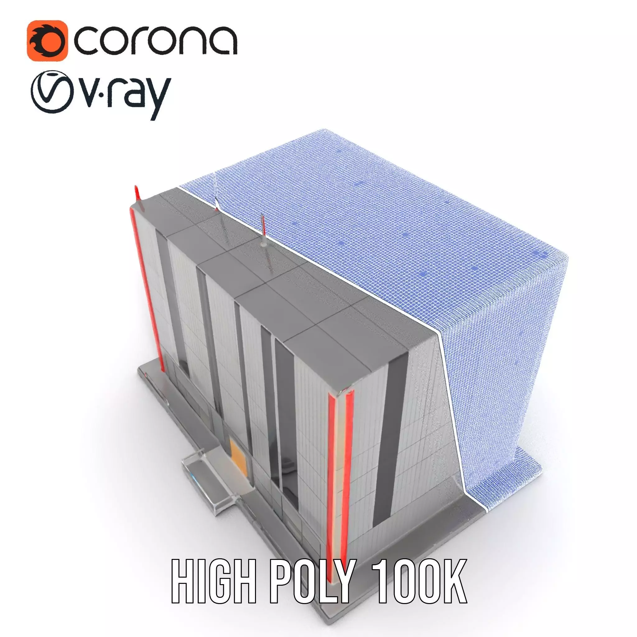 Modern Facade Building model pack Low-poly 3D model_29