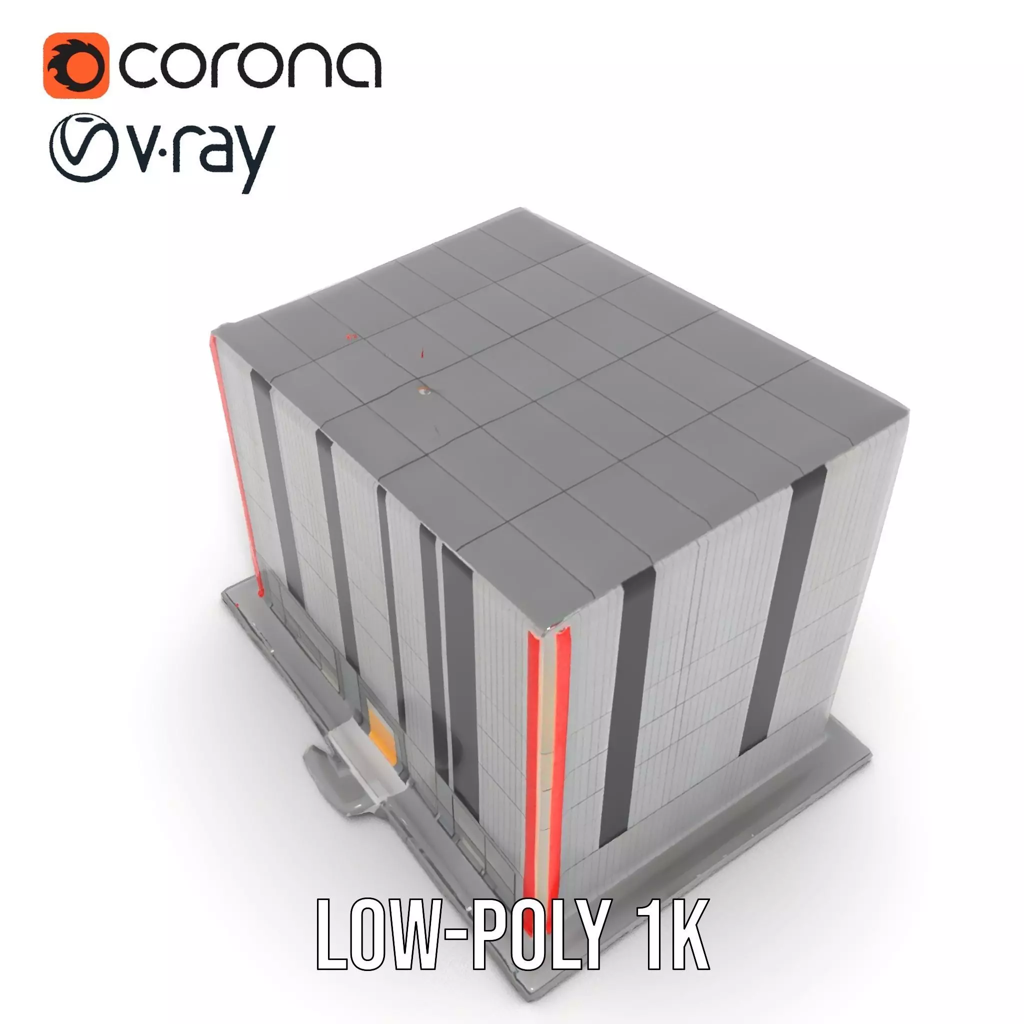 Modern Facade Building model pack Low-poly 3D model_7