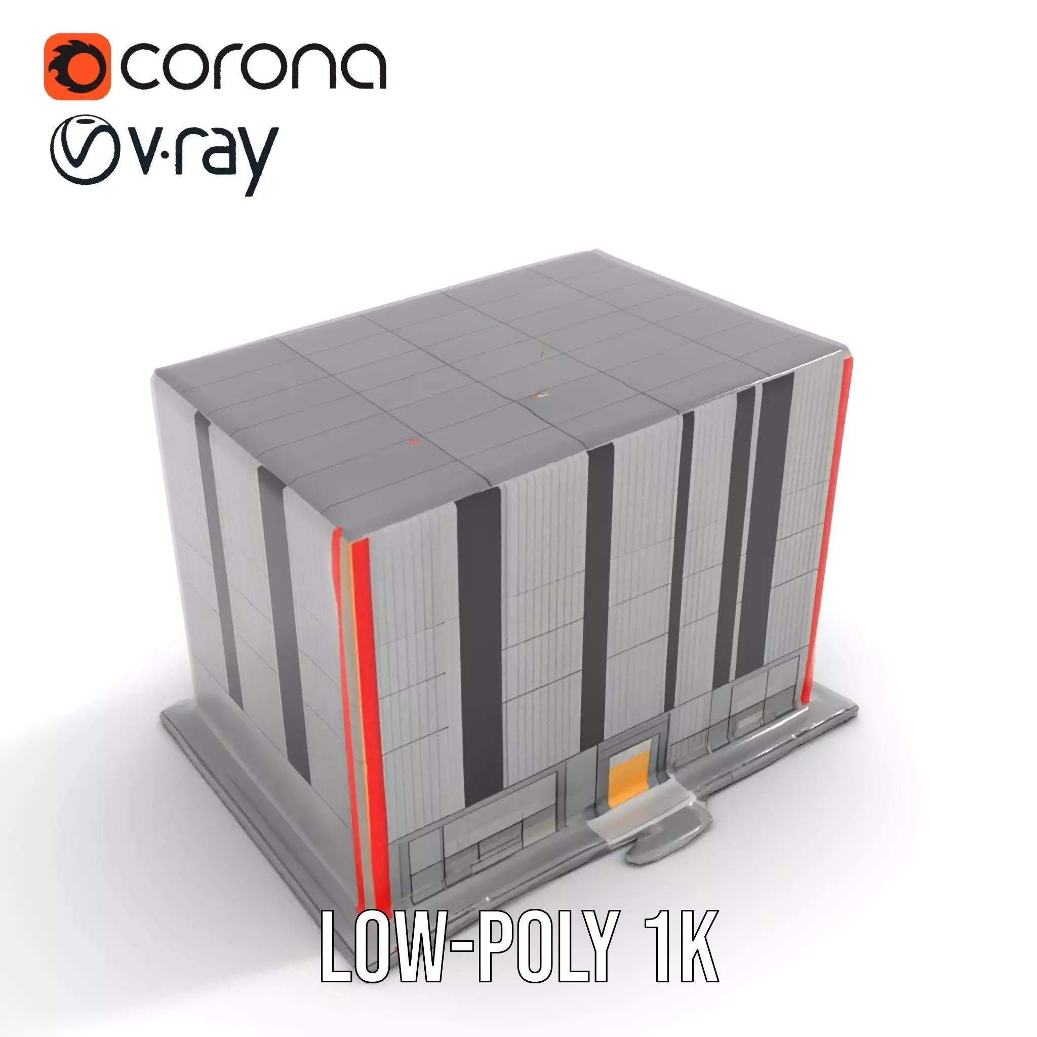 Modern Facade Building model pack Low-poly 3D model_9