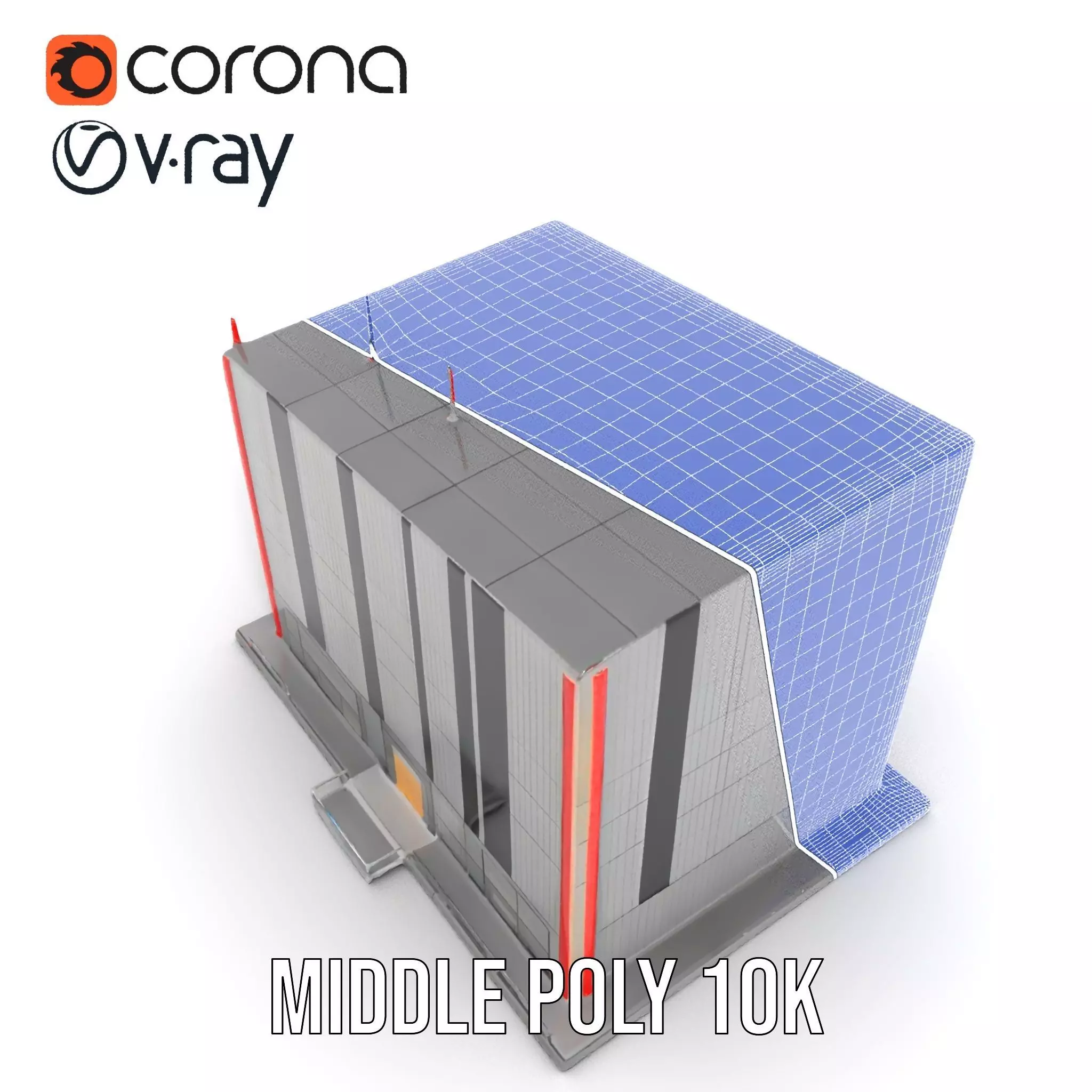 Modern Facade Building model pack Low-poly 3D model_24