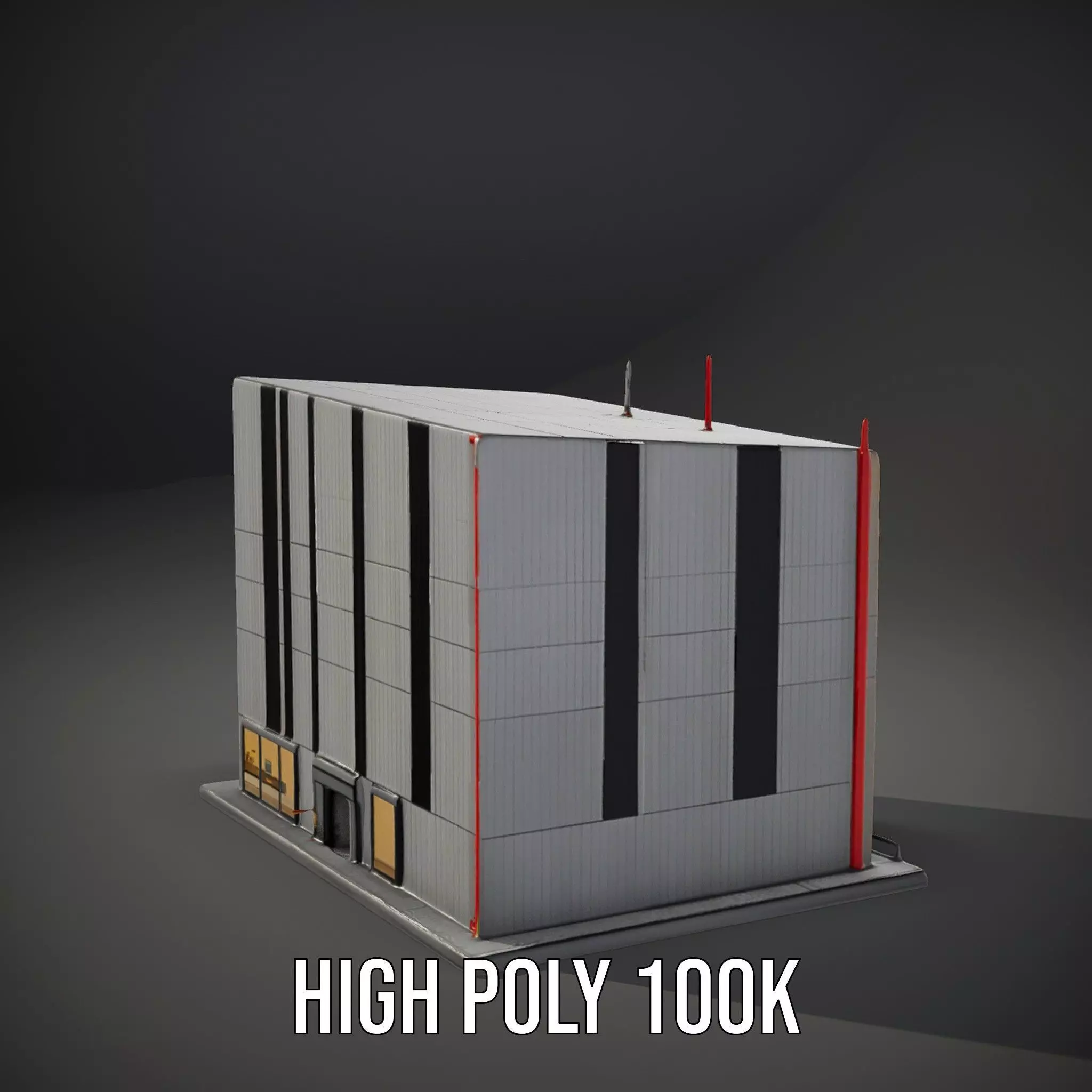 Modern Facade Building model pack Low-poly 3D model_10