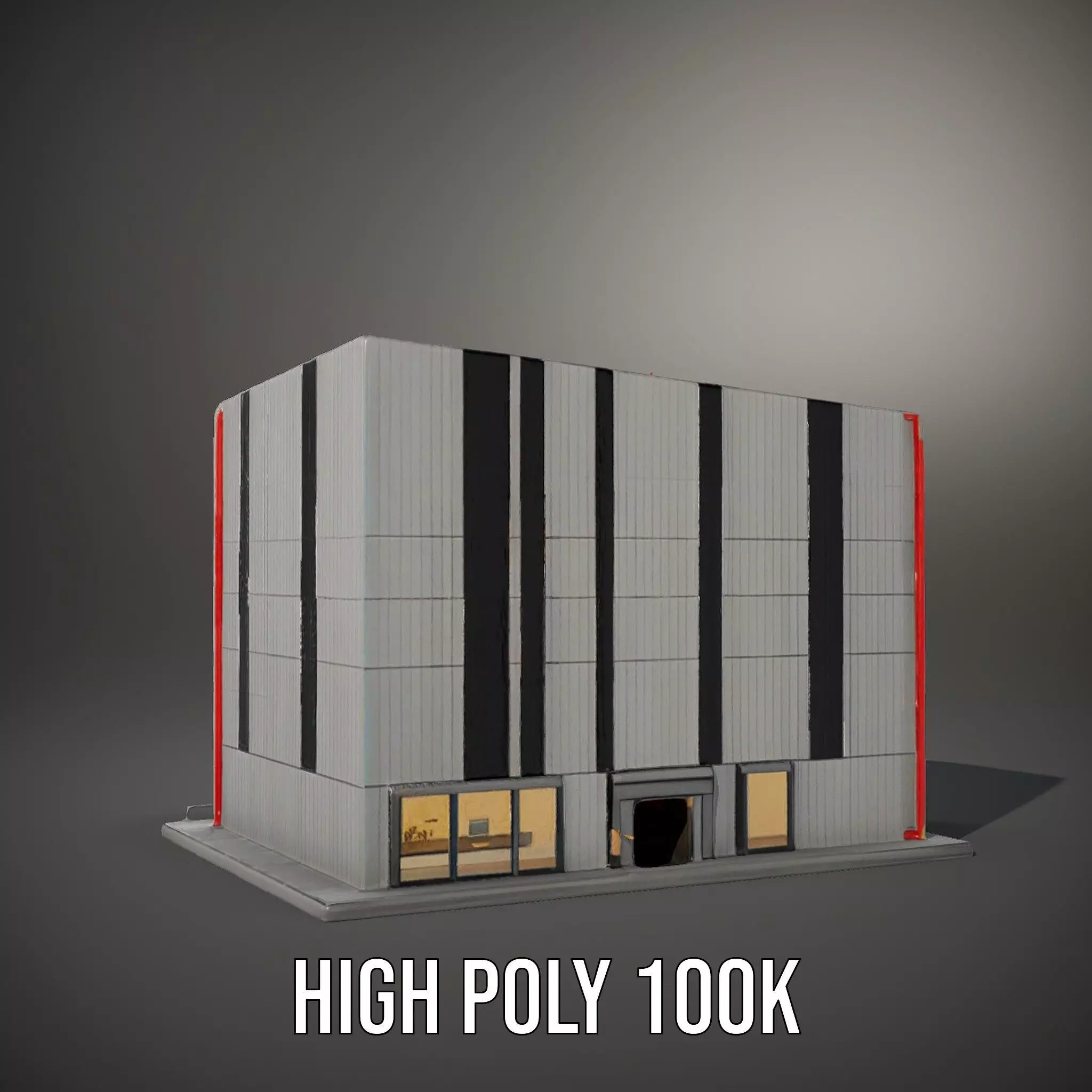 Modern Facade Building model pack Low-poly 3D model_8
