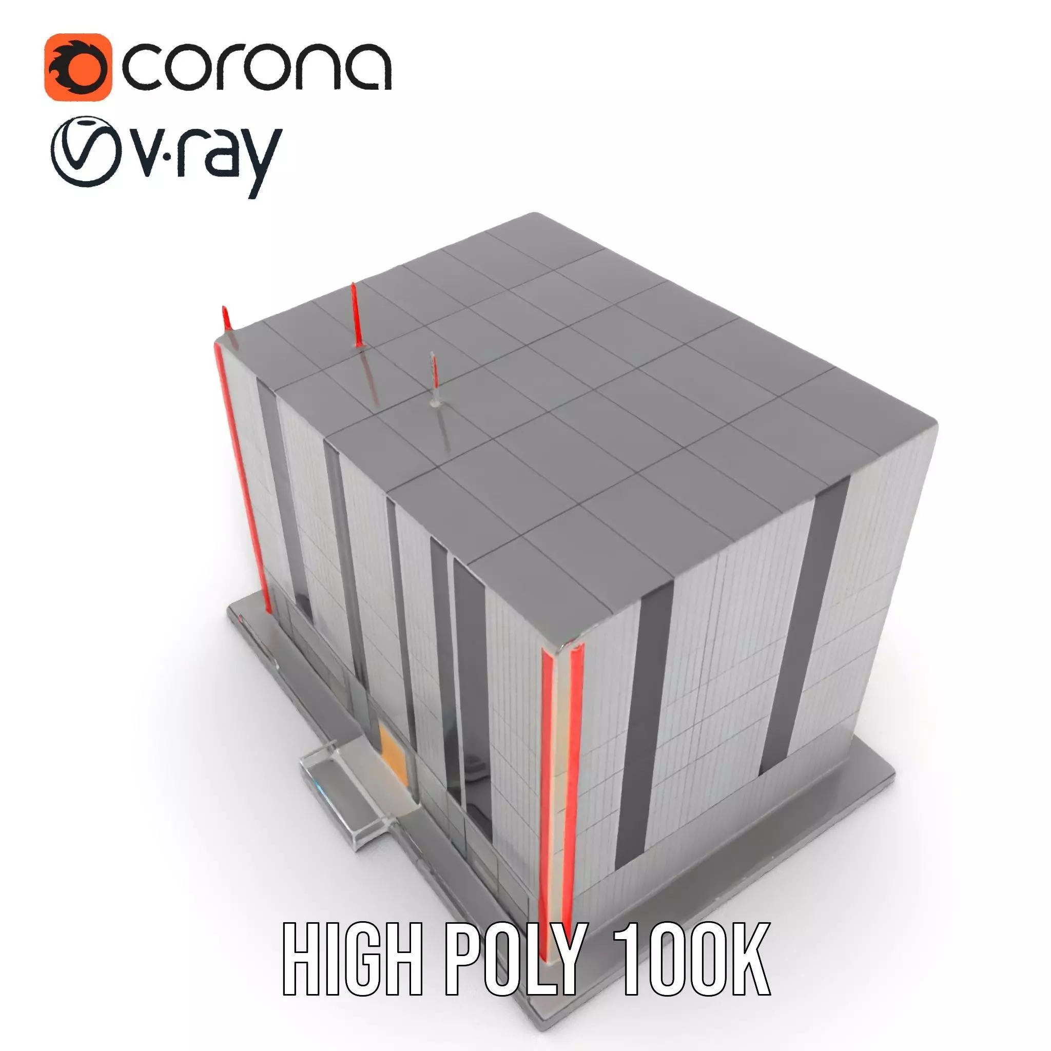 Modern Facade Building model pack Low-poly 3D model_23