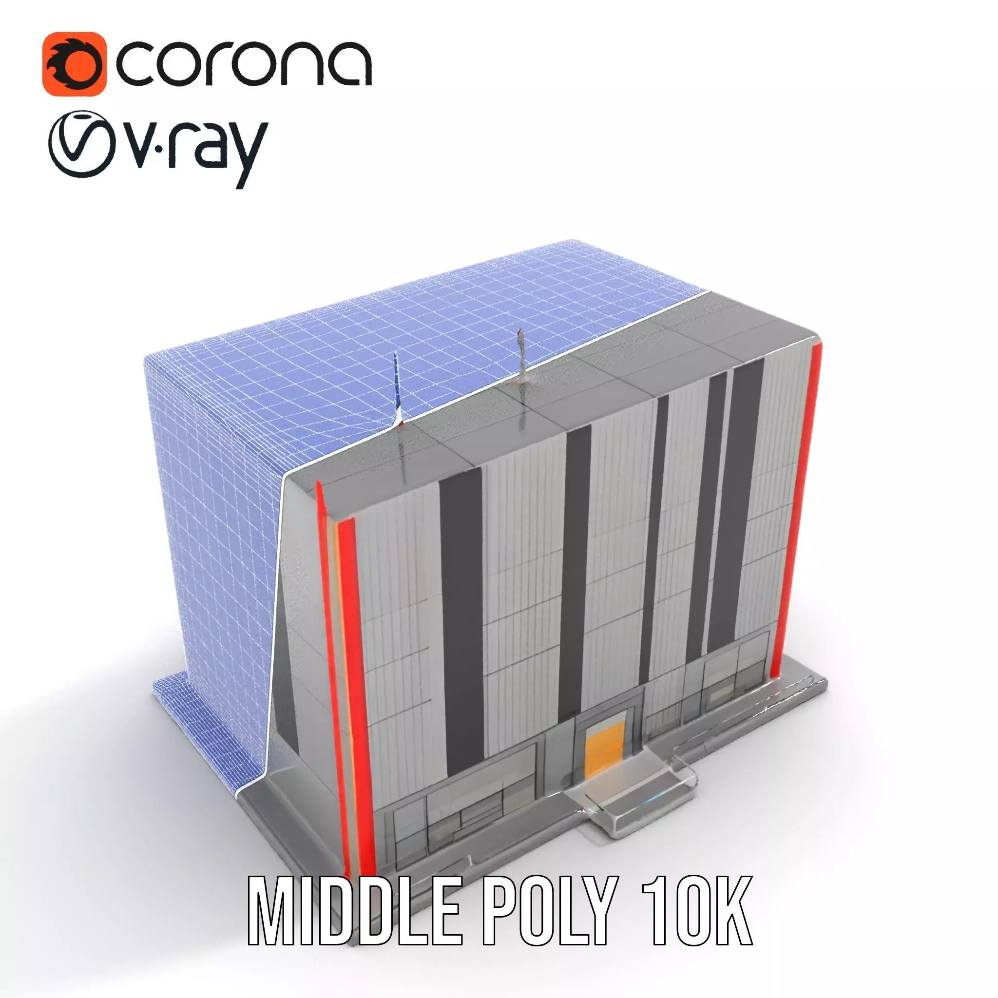 Modern Facade Building model pack Low-poly 3D model_30