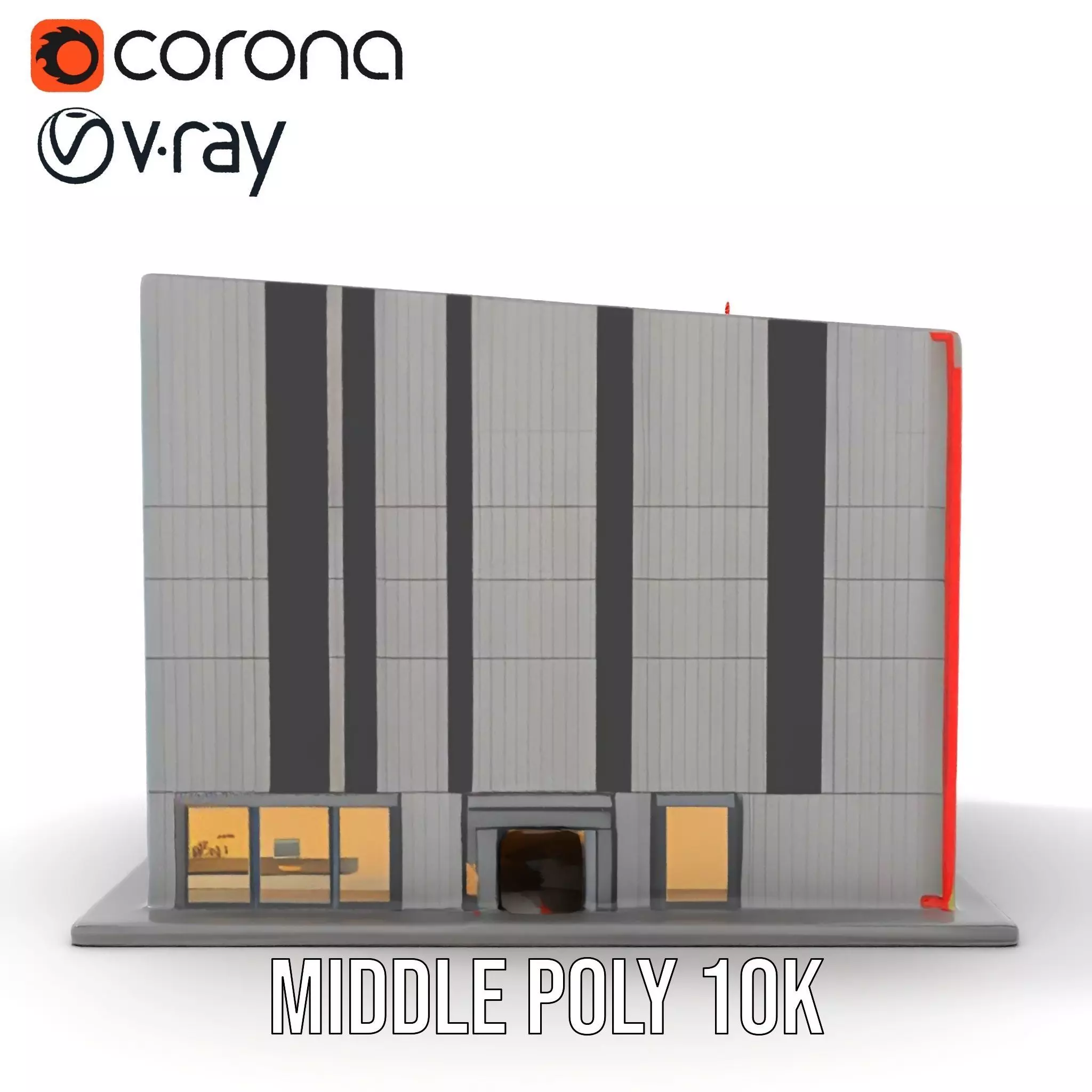 Modern Facade Building model pack Low-poly 3D model_11