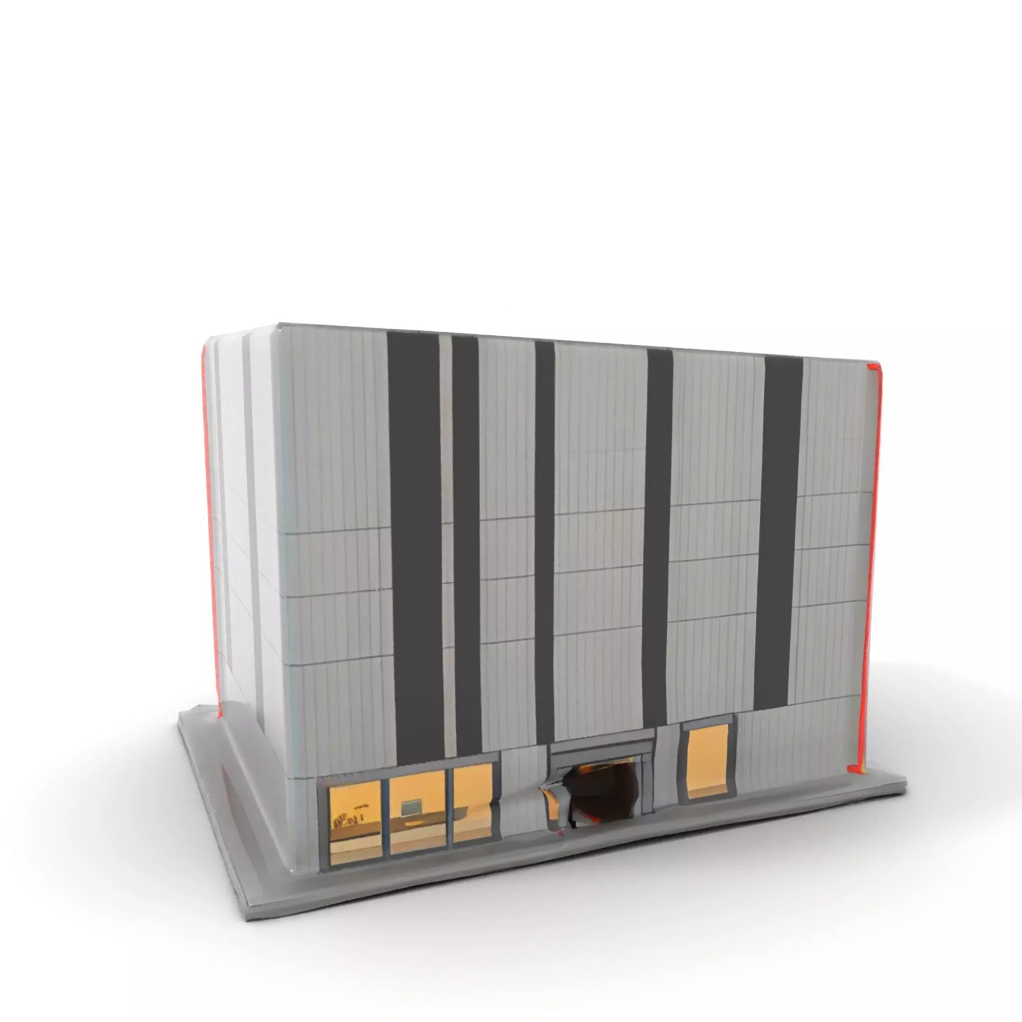 Modern Facade Building model pack Low-poly 3D model_12