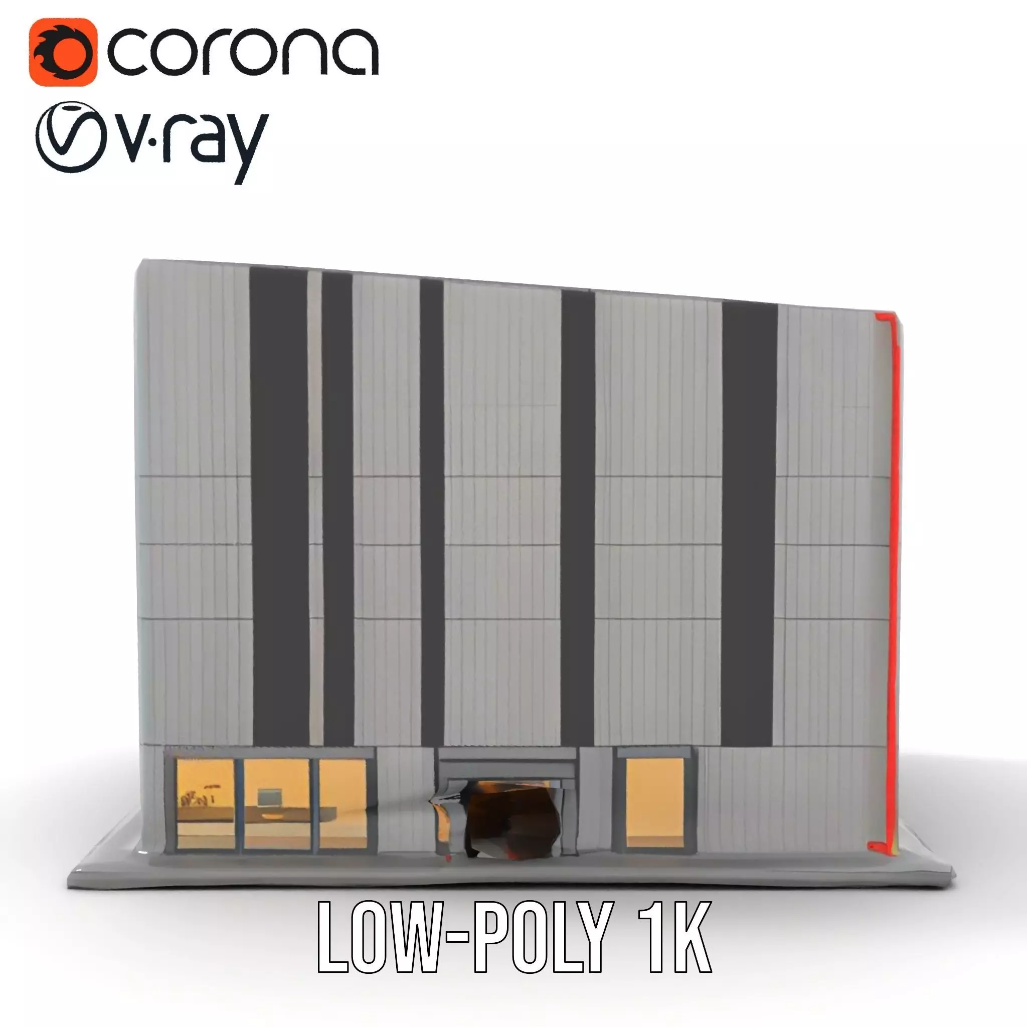 Modern Facade Building model pack Low-poly 3D model_17