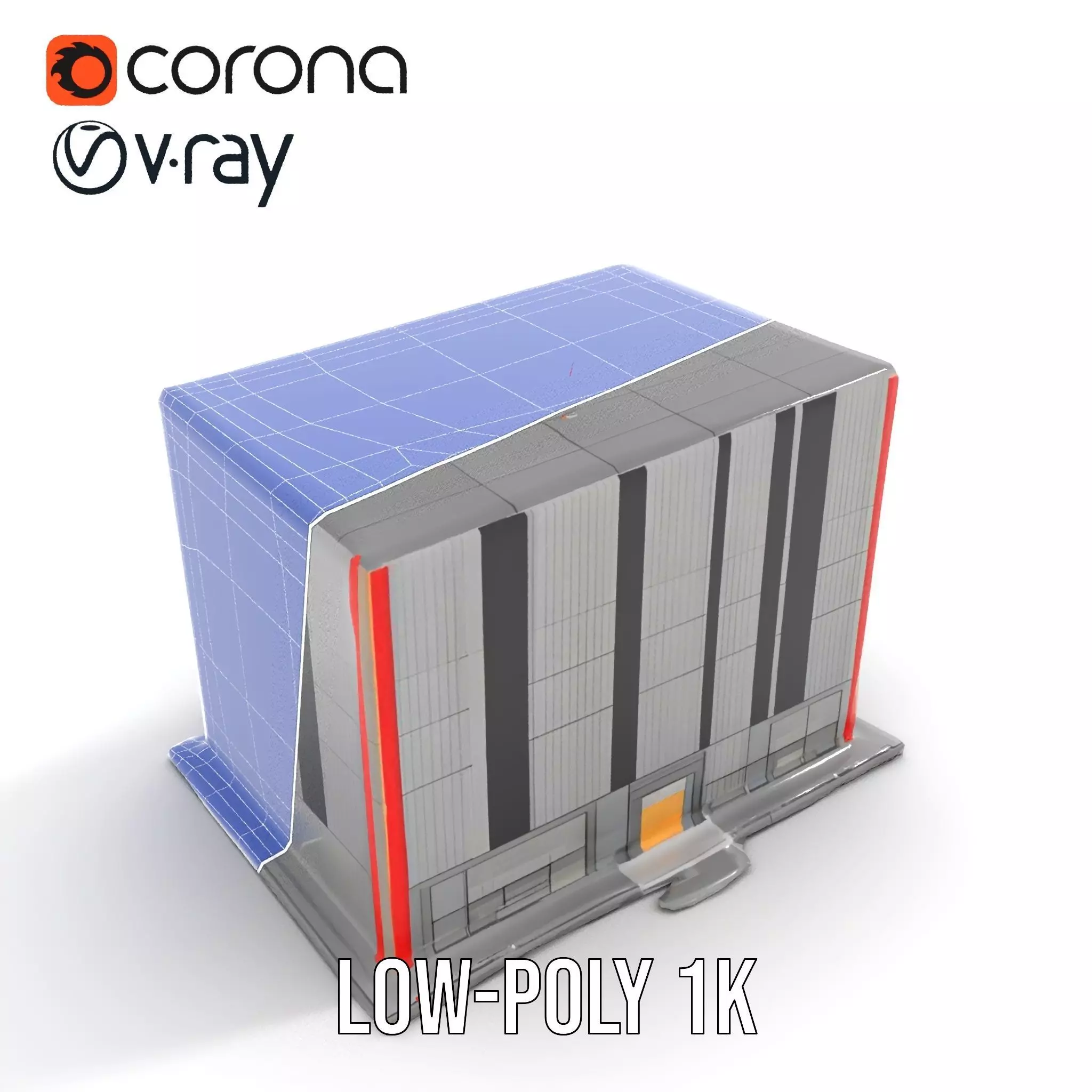 Modern Facade Building model pack Low-poly 3D model_22