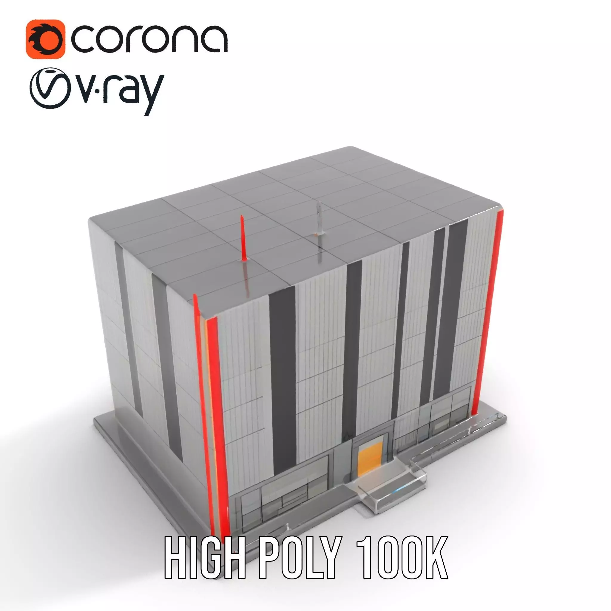 Modern Facade Building model pack Low-poly 3D model_18