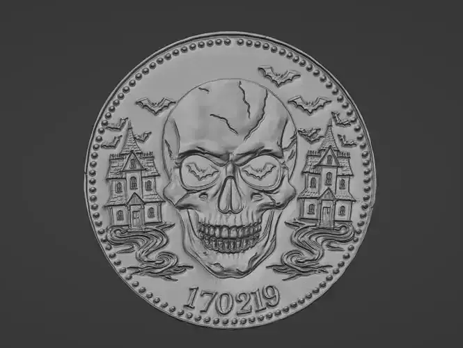 Haunted Skull Coin Spooky Pirate Treasure