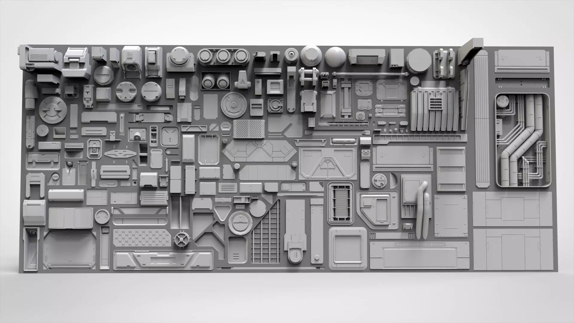 Sci fi trim sheets 7 3D model_0