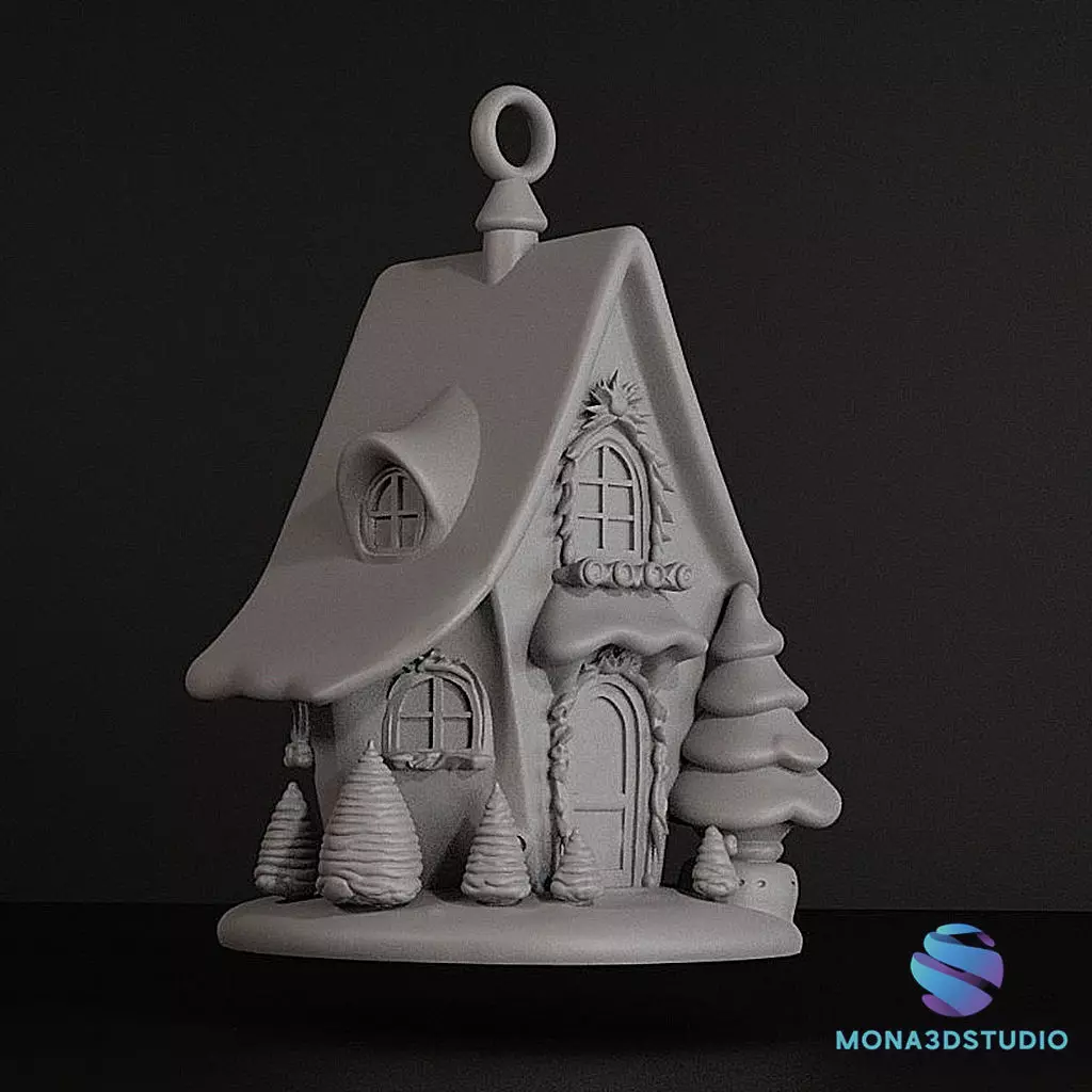 Magic Christmas Cottage 3D Printable Ornament - 12cm 3D print model_4
