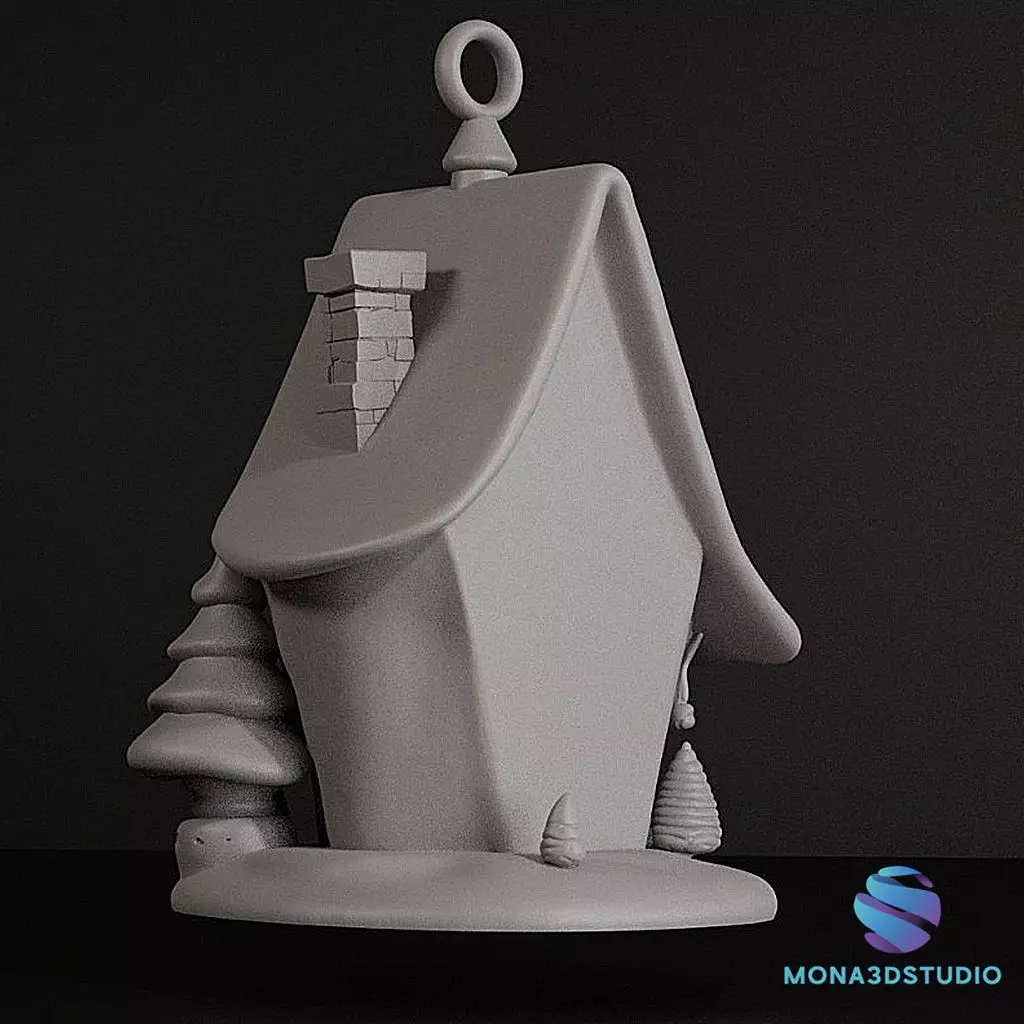 Magic Christmas Cottage 3D Printable Ornament - 12cm 3D print model_3