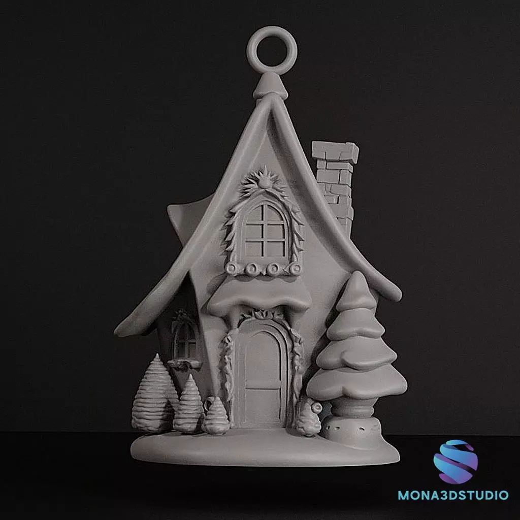 Magic Christmas Cottage 3D Printable Ornament - 12cm 3D print model_1