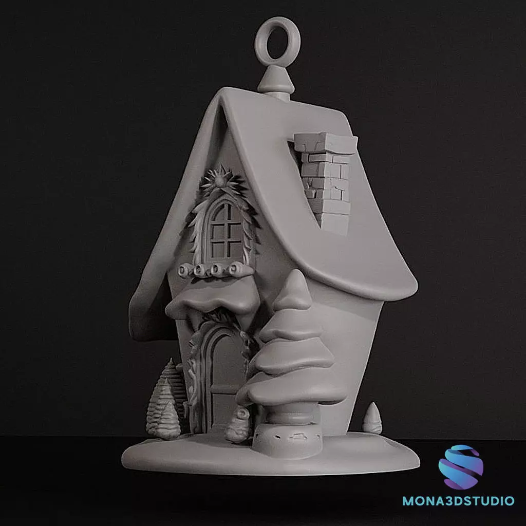 Magic Christmas Cottage 3D Printable Ornament - 12cm 3D print model_2