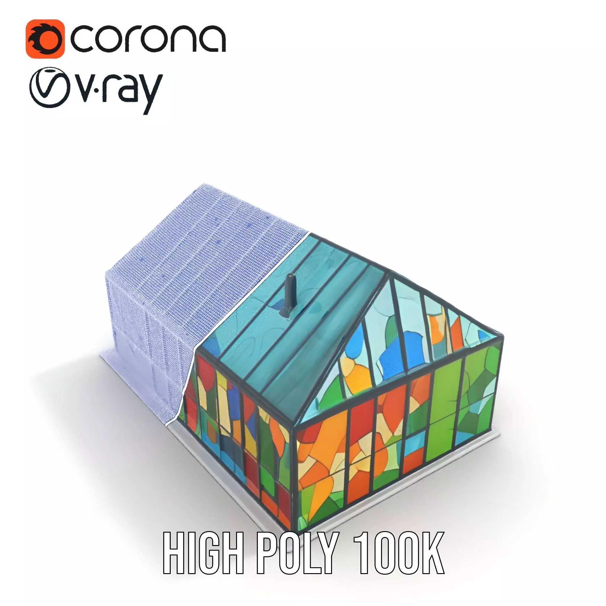 Stained Glass Pavilion model pack Low-poly 3D model_26