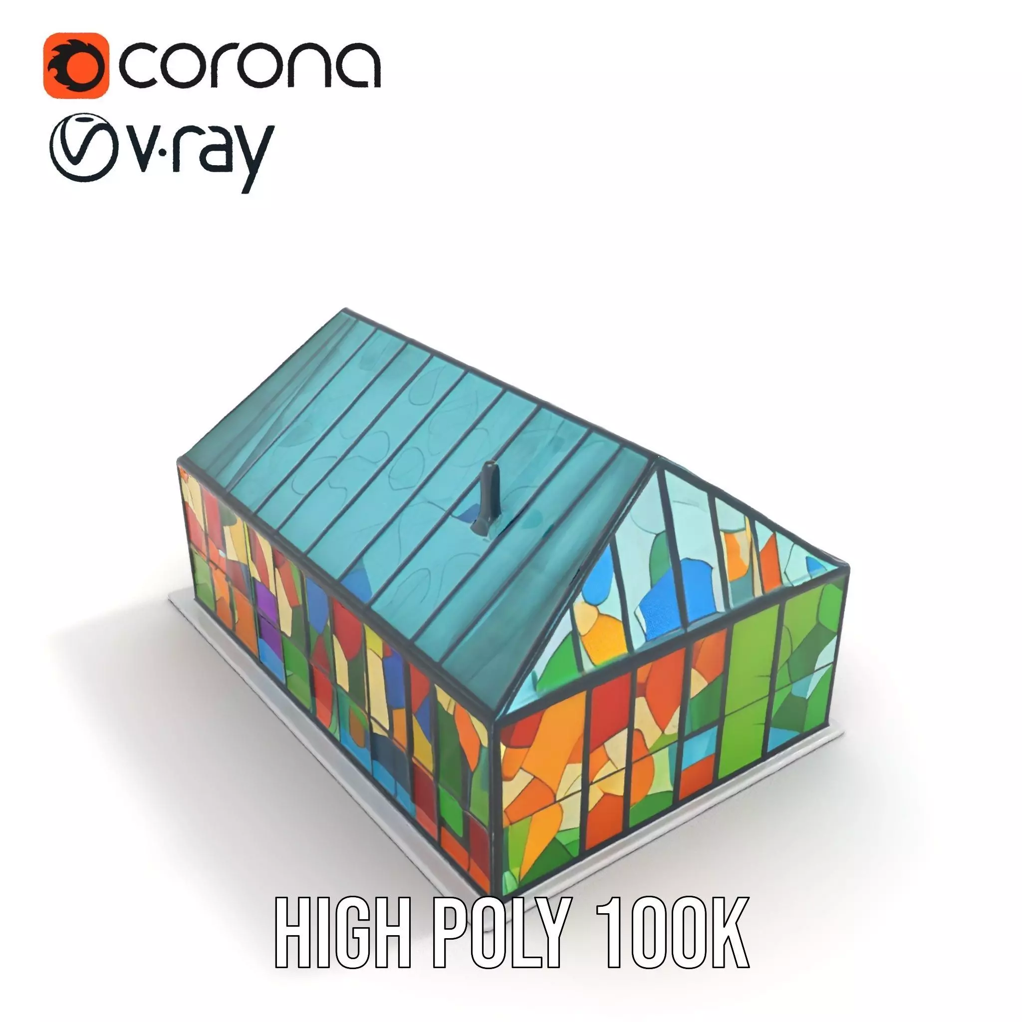 Stained Glass Pavilion model pack Low-poly 3D model_13